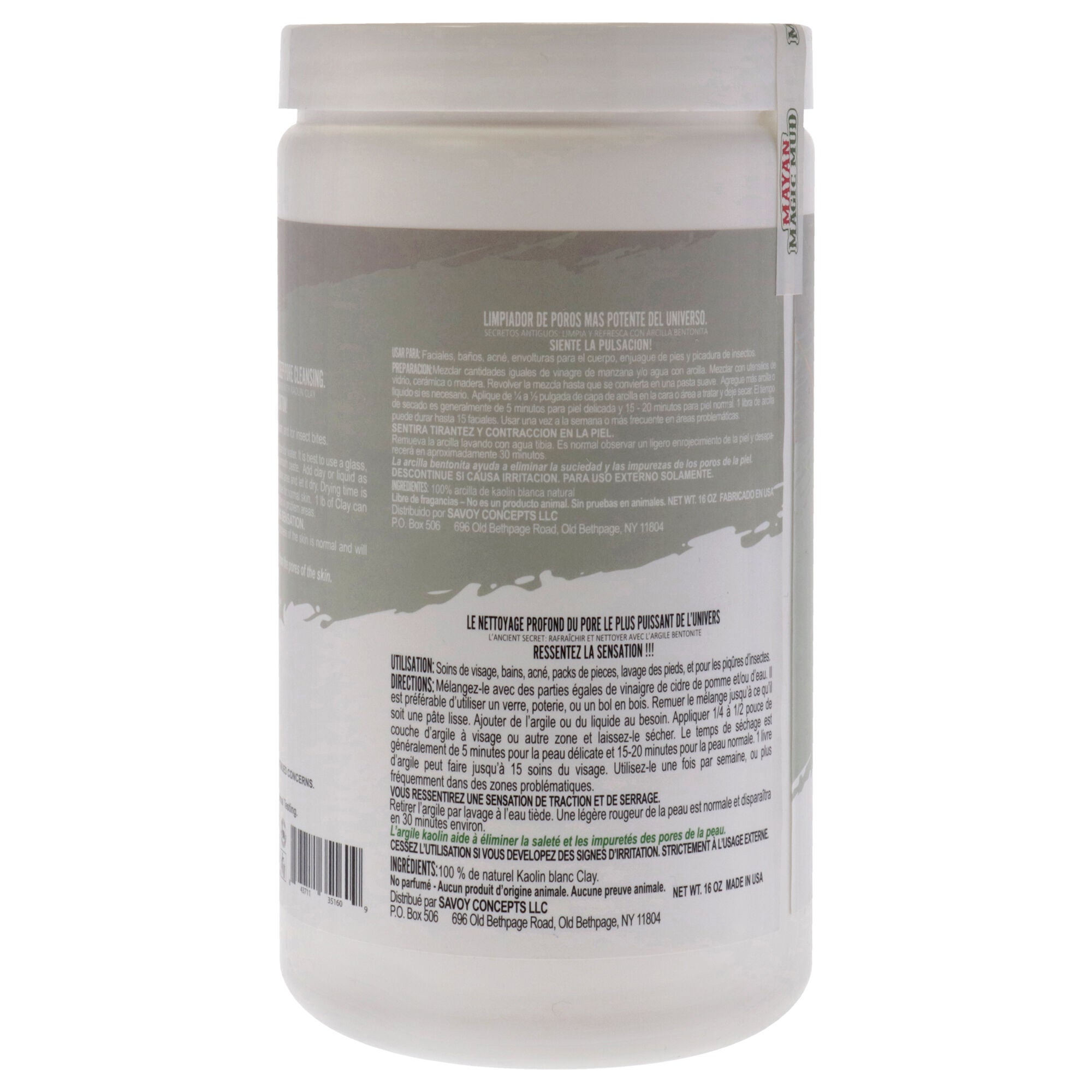 Powerful Deep Pore Cleansing White Kaolin Clay by Mayan Magic Mud for Unisex - 16 oz Cleanser, See Description, alternate image number 1