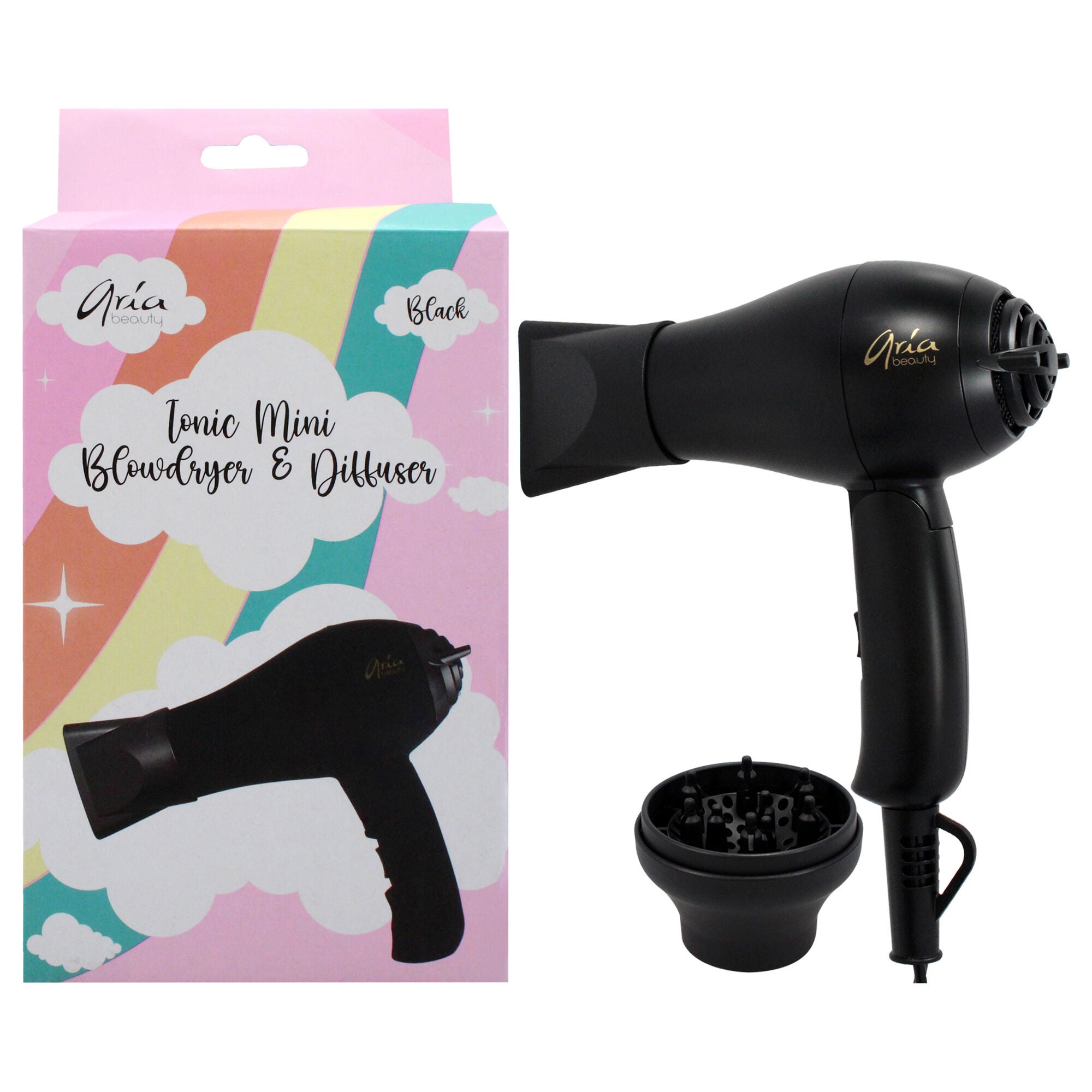 Tonic Mini Blow Dryer and Diffuser - Black by Aria Beauty for Women - 1 Pc Hair Dryer, See Description, hi-res image number 0