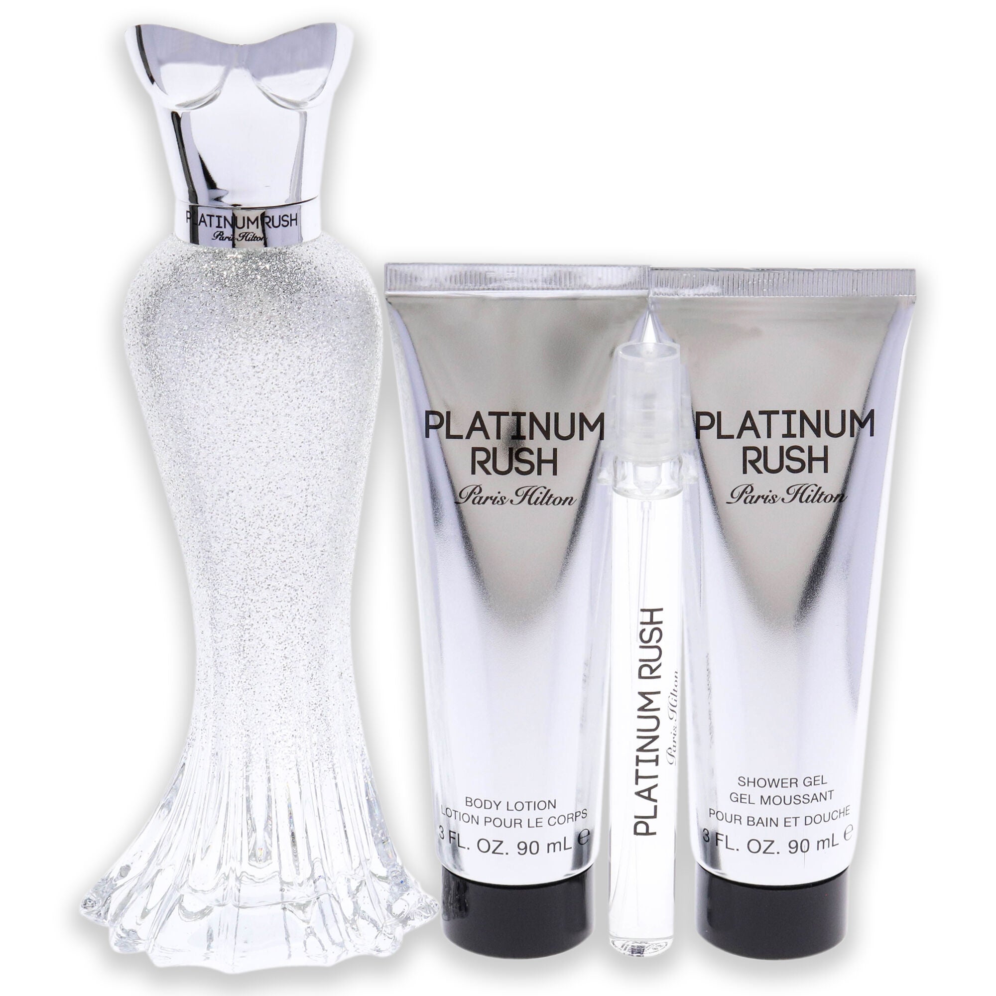 Platinum Rush by Paris Hilton for Women - 4 Pc Gift Set 3.4 oz EDP Spray, 0.33oz EDP Spray, 3oz Body Lotion, 3oz Shower Gel, , alternate image number 5
