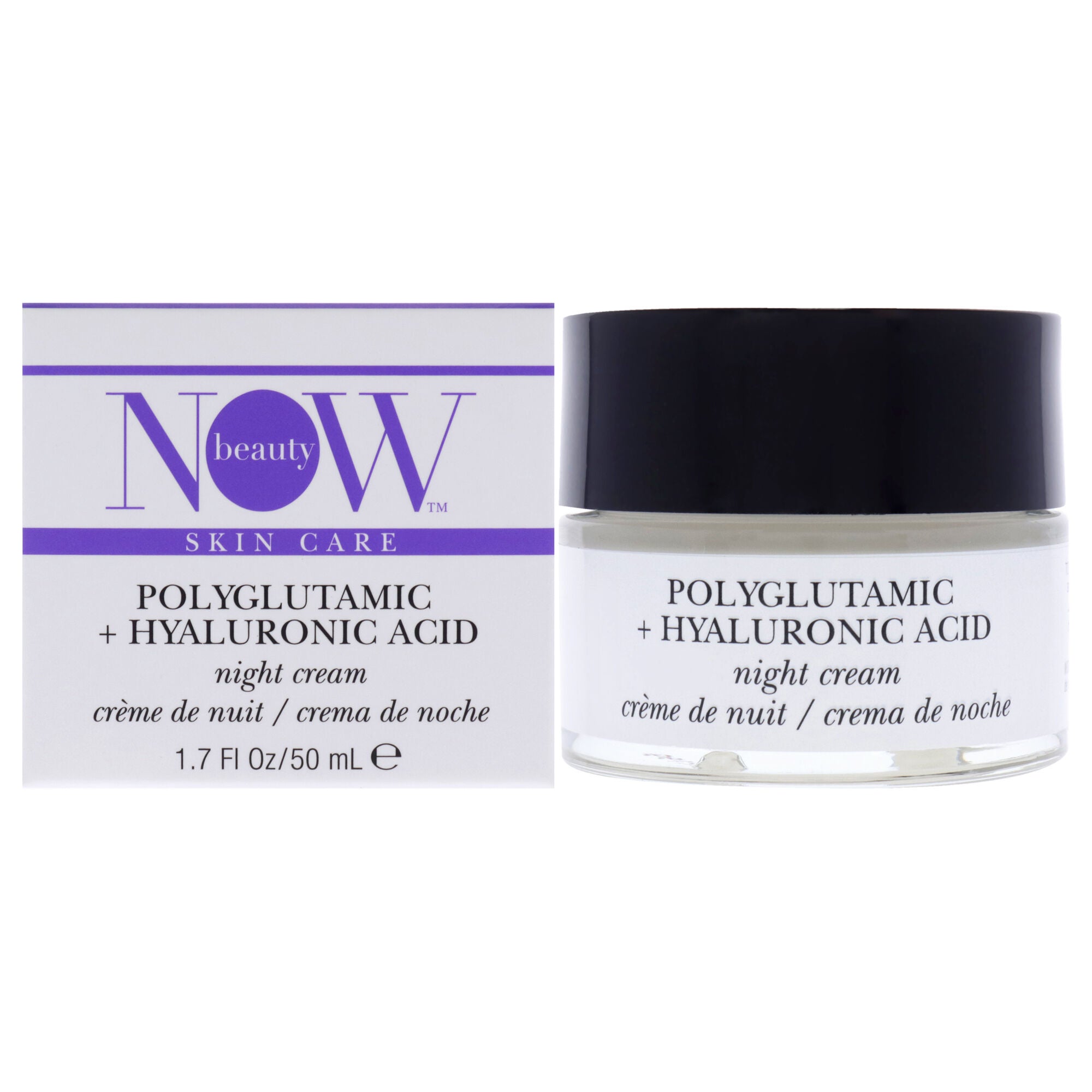 Polyglutamic Plus Hyaluronic Acid Night Cream by NOW Beauty for Unisex - 1.7 oz Cream, See Description, hi-res image number 0