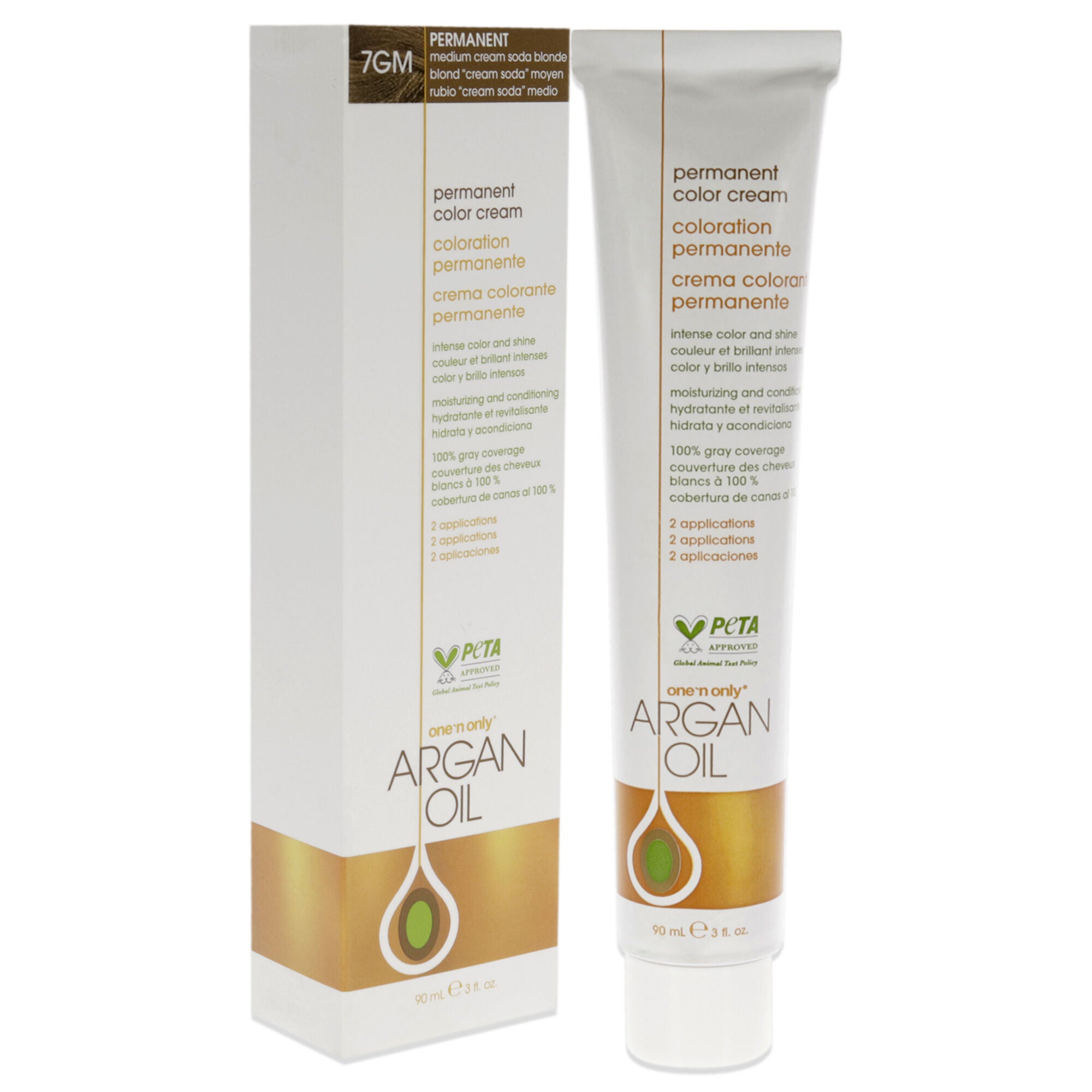 Argan Oil Permanent Color Cream - 7GM Medium Cream Soda Blonde by One n Only for Unisex - 3 oz Hair Color, See Description, alternate image number 2