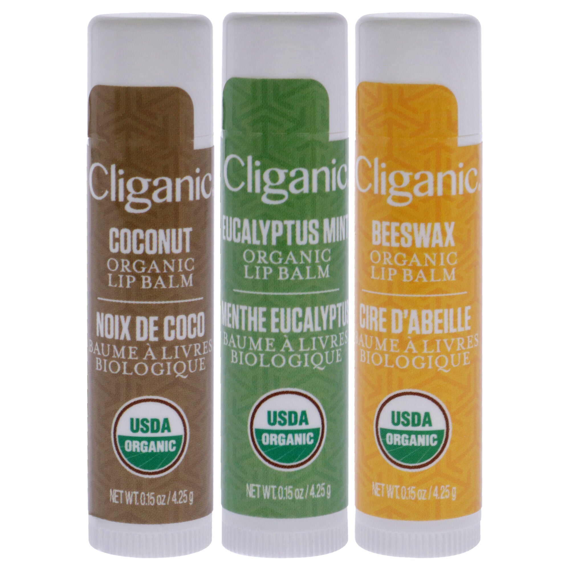 Organic Lip Balm Set by Cliganic for Unisex - 3 Pc 0.15oz Lip Balm - Beeswax, 0.15oz Lip Balm - Eucalyptus Mint, 0.15oz Lip Balm - Coconut, See Description, alternate image number 4