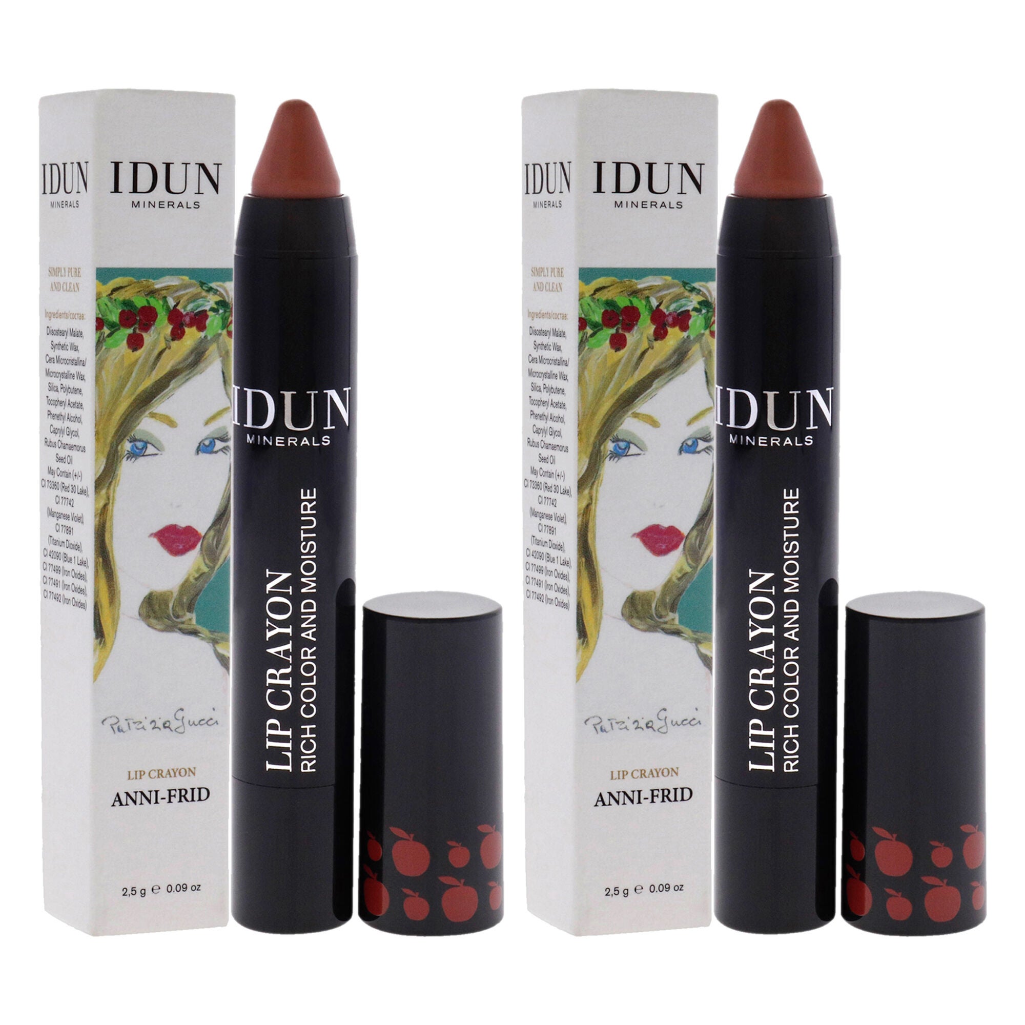 Lip Crayon - 402 Anni-Frid by Idun Minerals for Women - 0.09 oz Lipstick - Pack of 2, See Description, alternate image number 1
