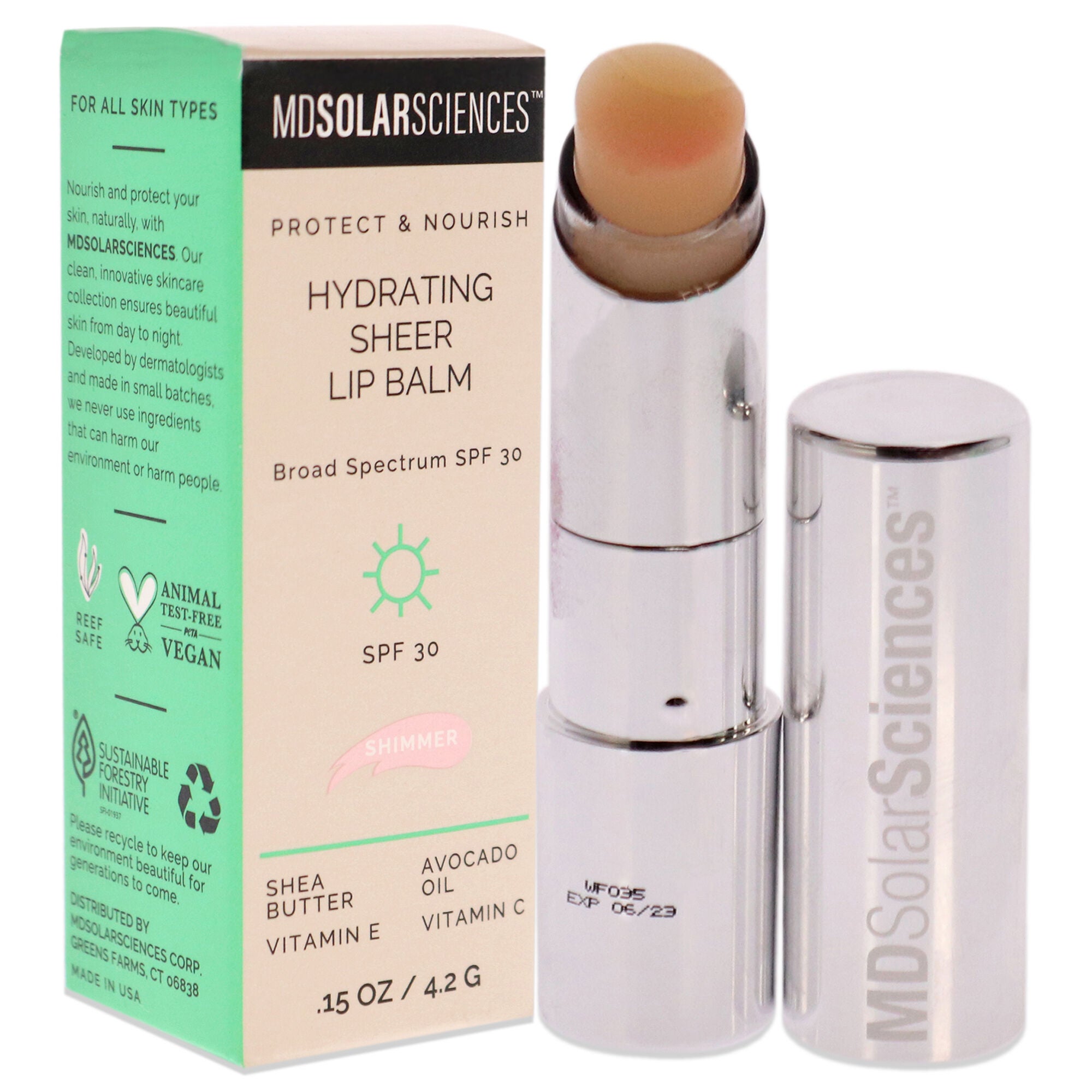 Hydrating Sheer Lip Balm SPF 30 - Shimmer by MDSolarSciences for Women - 0.15 oz Lip Balm, See Description, alternate image number 2