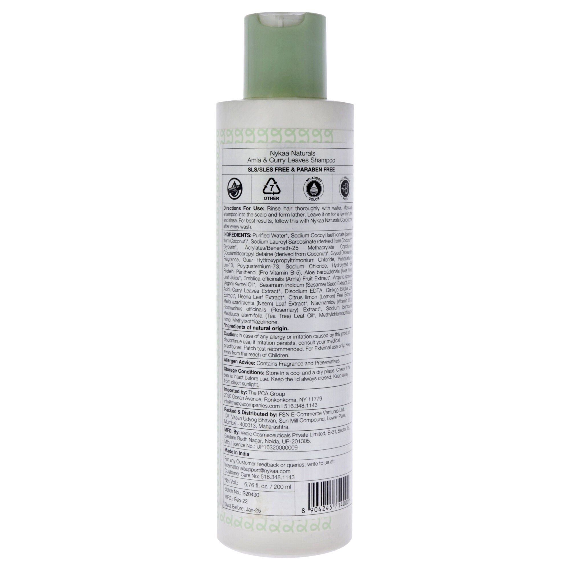 Shampoo - Amla and Curry Leaves by Nykaa Naturals for Women - 6.76 oz Shampoo, See Description, alternate image number 1