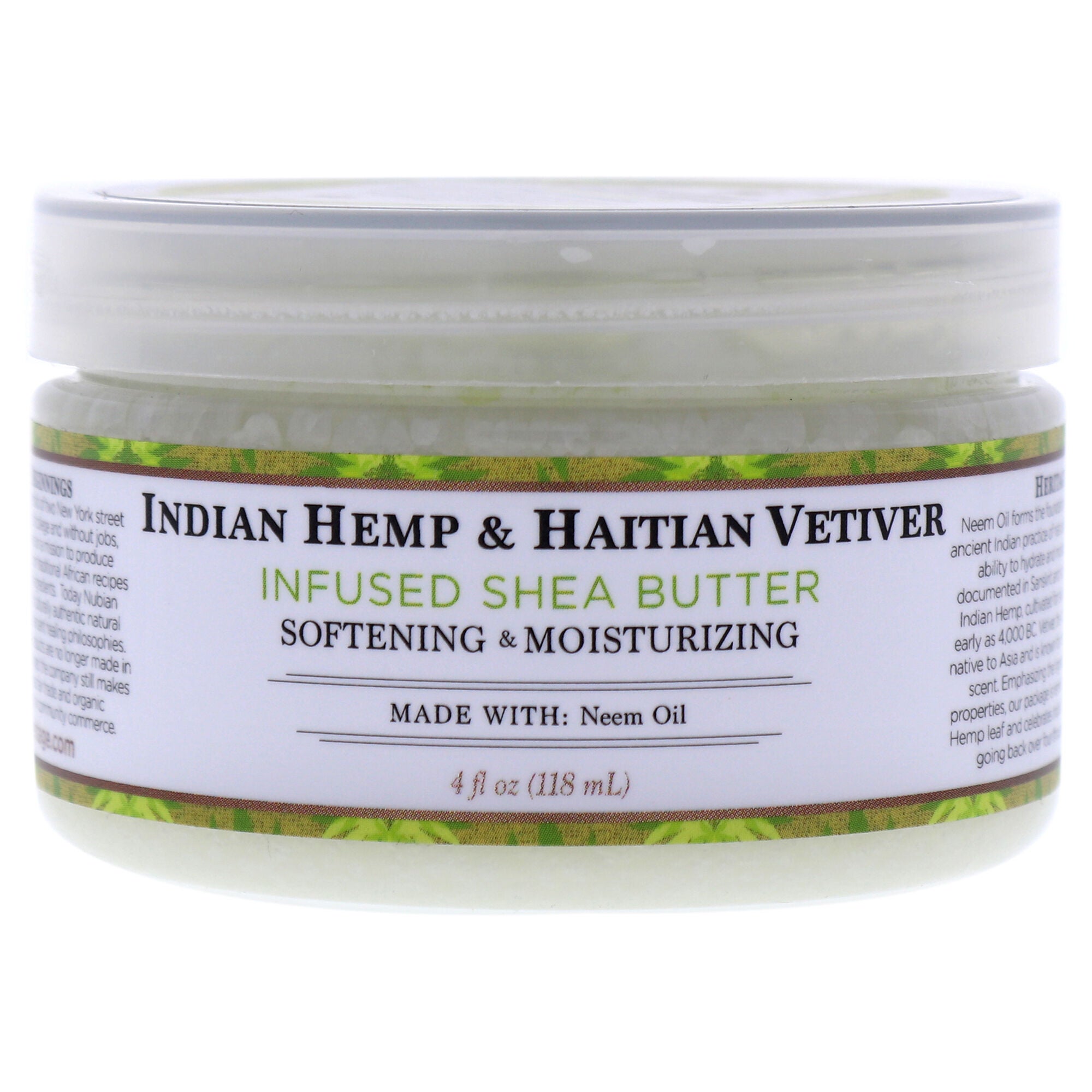 Indian Hemp and Haitian Vetiver Infused Shea Butter by Nubian Heritage for Unisex - 4 oz Moisturizer, , alternate image number 2