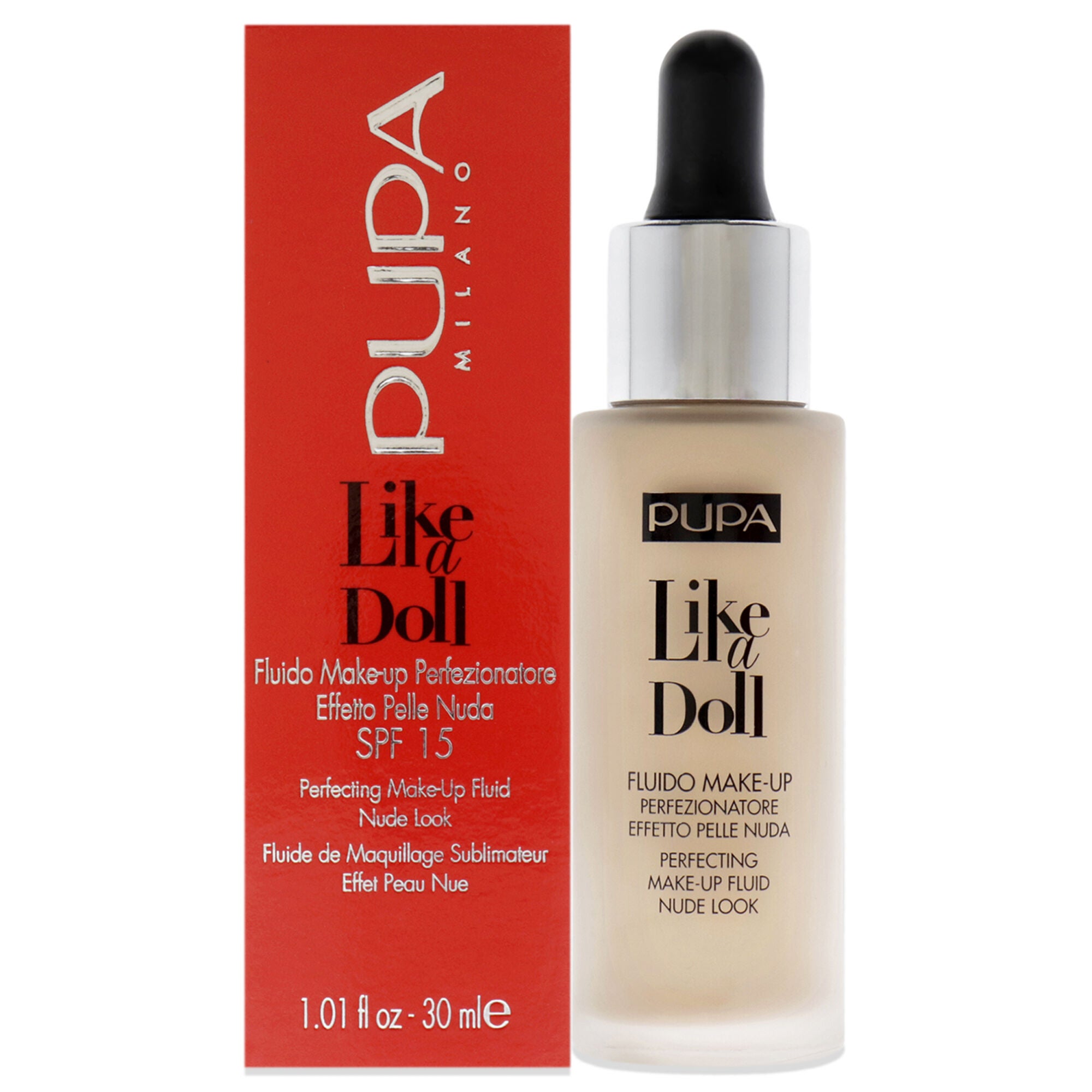 Like A Doll Perfecting Make-Up Fluid Nude Look Foundation SPF 15 - 030 Natural Beige by Pupa Milano for Women - 1.01 oz Foundation, See Description, hi-res image number 0