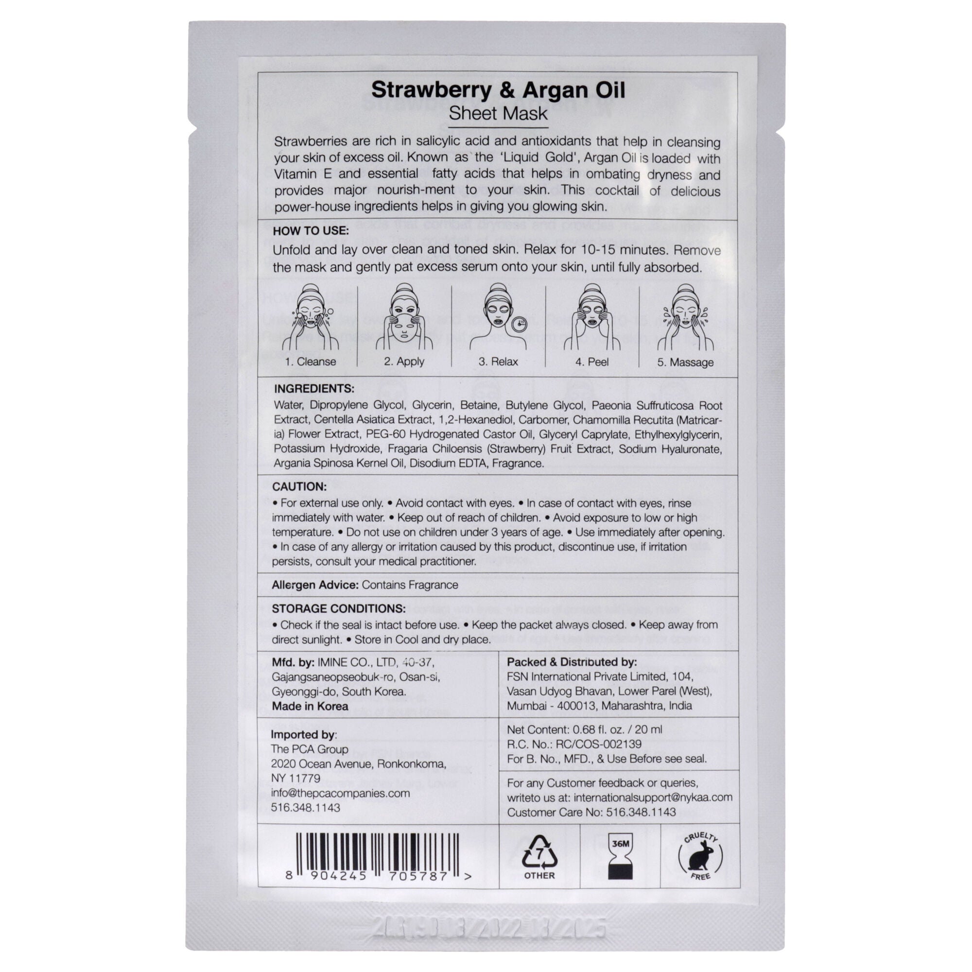 Skin Secrets Sheet Mask - Strawberry and Argan Oil by Nykaa Naturals for Women - 1 Pc Mask, See Description, alternate image number 2