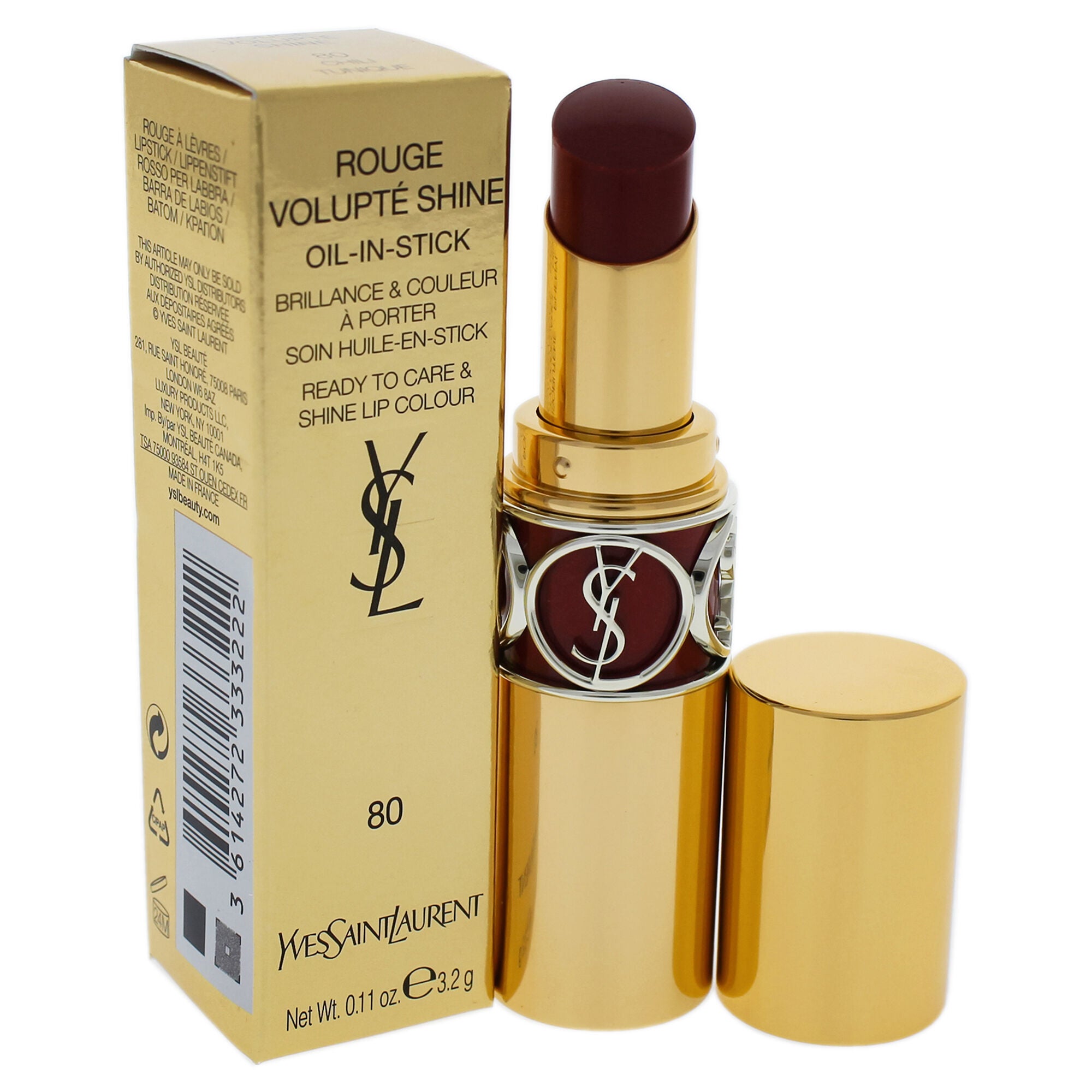 Rouge Volupte Shine Oil-In-Stick Lipstick - 80 Chili Tunique by Yves Saint Laurent for Women - 0.11 oz Lipstick, See Description, alternate image number 1