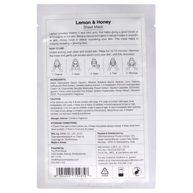 Skin Secrets Sheet Mask - Lemon and Honey by Nykaa Naturals for Women - 1 Pc Mask, , alternate image number 3