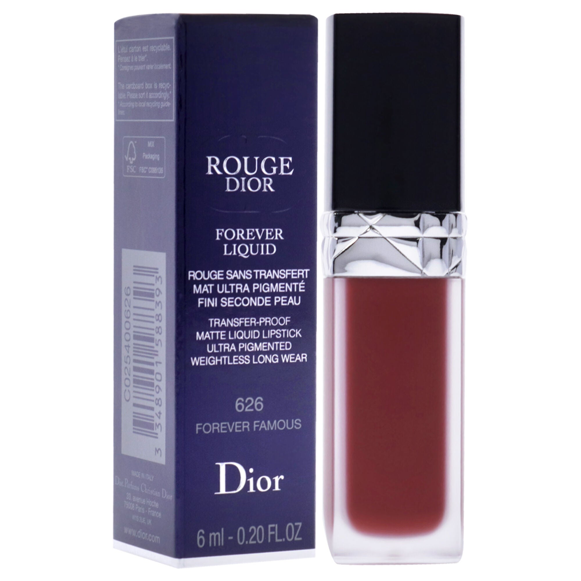 Rouge Dior Forever Liquid Matte - 626 Forever Famous by Christian Dior for Women - 0.2 oz Lipstick, See Description, alternate image number 1
