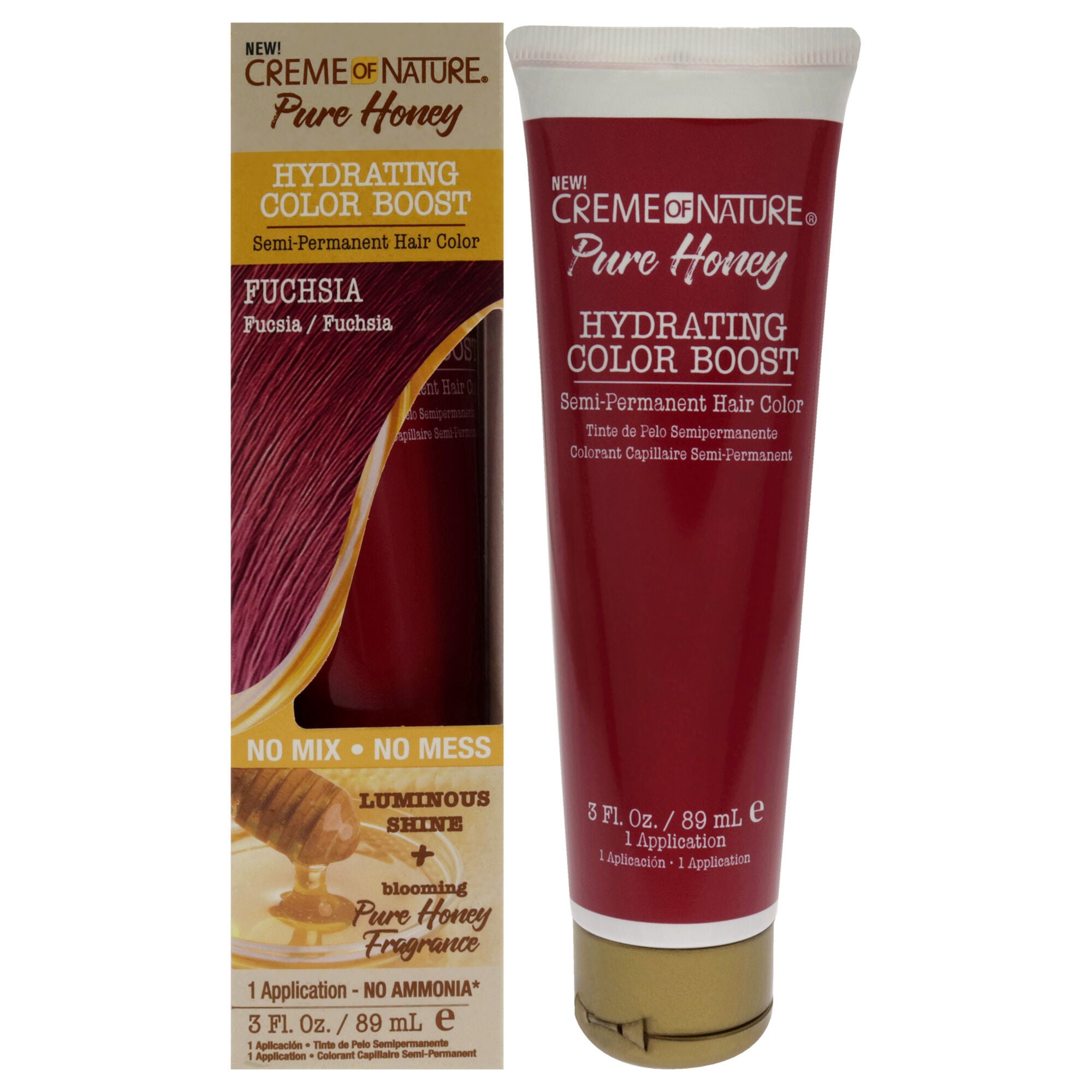 Pure Honey Hydrating Color Boost Semi-Permanent Hair Color - Fuchsia by Creme of Nature for Unisex - 3 oz Hair Color, See Description, hi-res image number 0