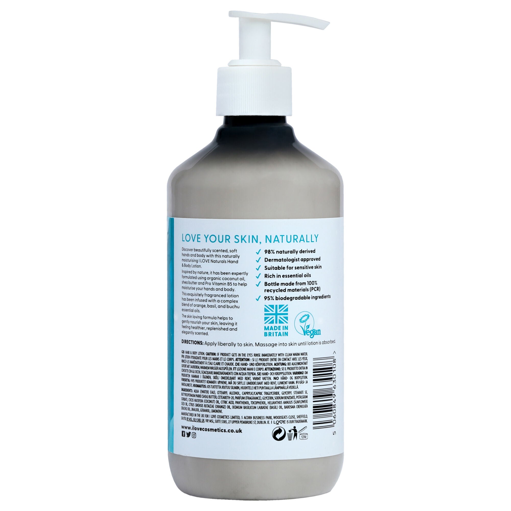 Naturals Hand and Body Lotion - Bergamot and Seaweed by I Love Cosmetics for Women - 16.9 oz Body Lotion, See Description, alternate image number 2