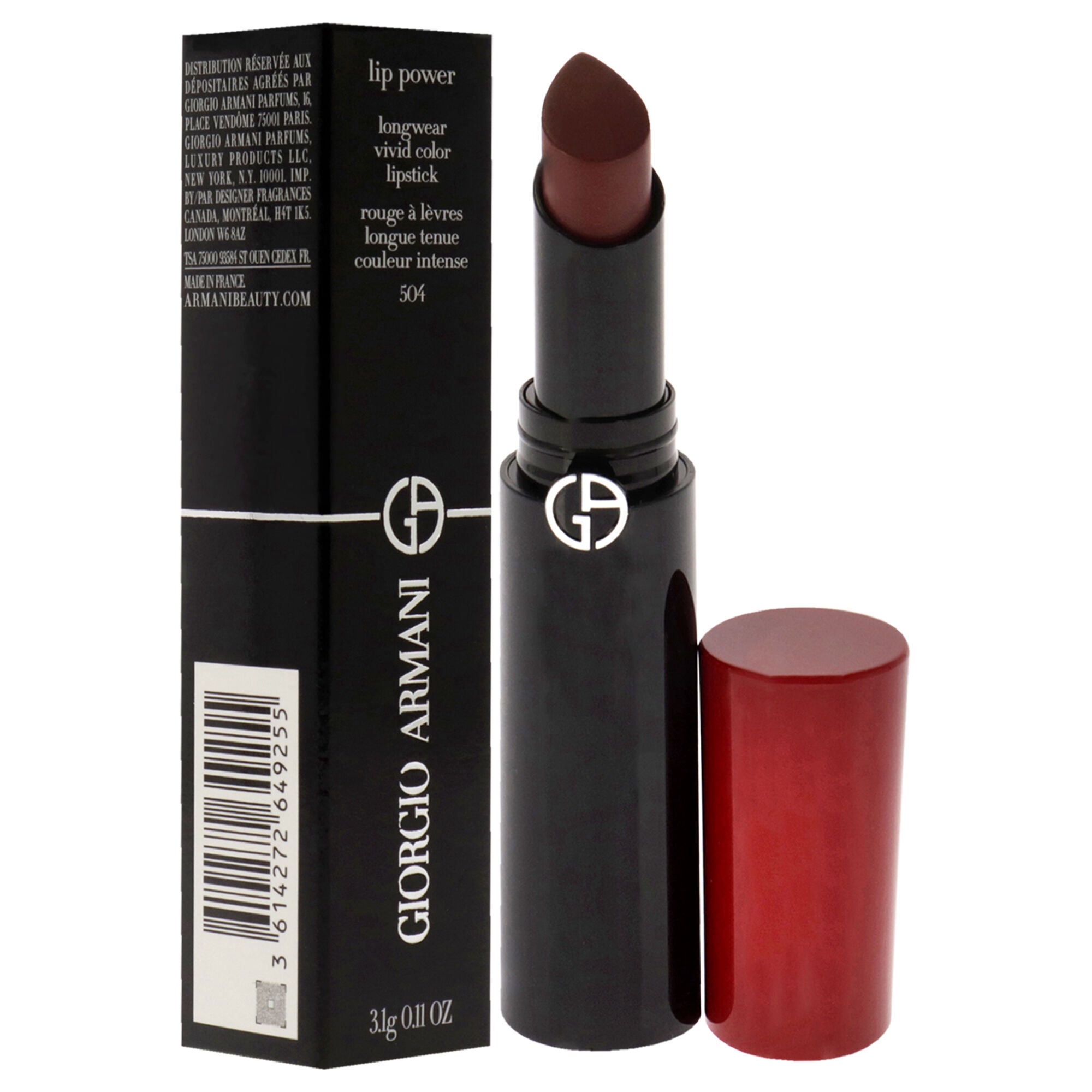 Lip Power Longwear Vivid Color Lipstick - 504 Flirt by Giorgio Armani for Women - 0.11 oz Lipstick, , alternate image number 6