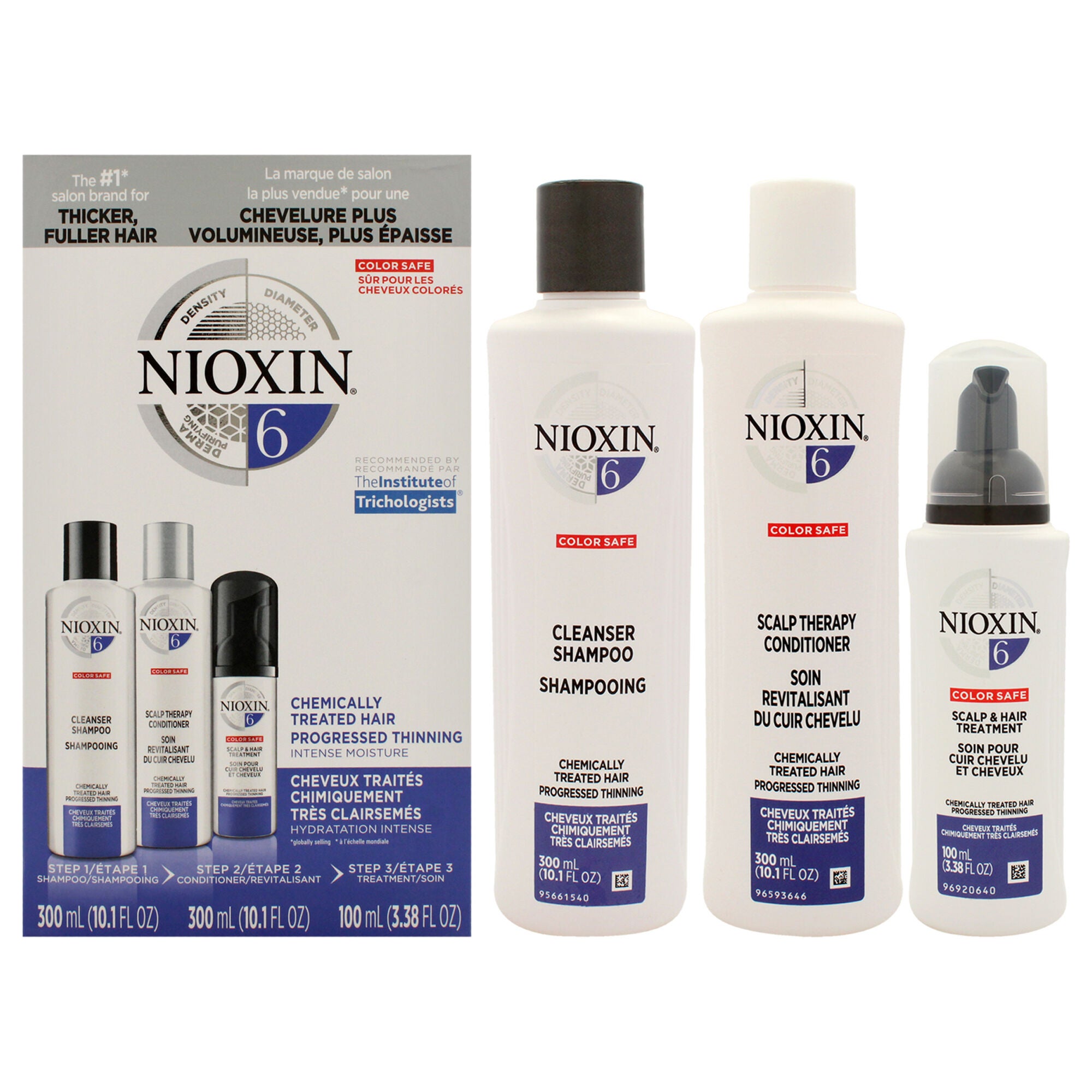 System 6 Kit by Nioxin for Unisex - 3 Pc 1 0.1oz Shampoo, 10.1oz Conditioner, 3.38oz Treatment, See Description, hi-res image number 0