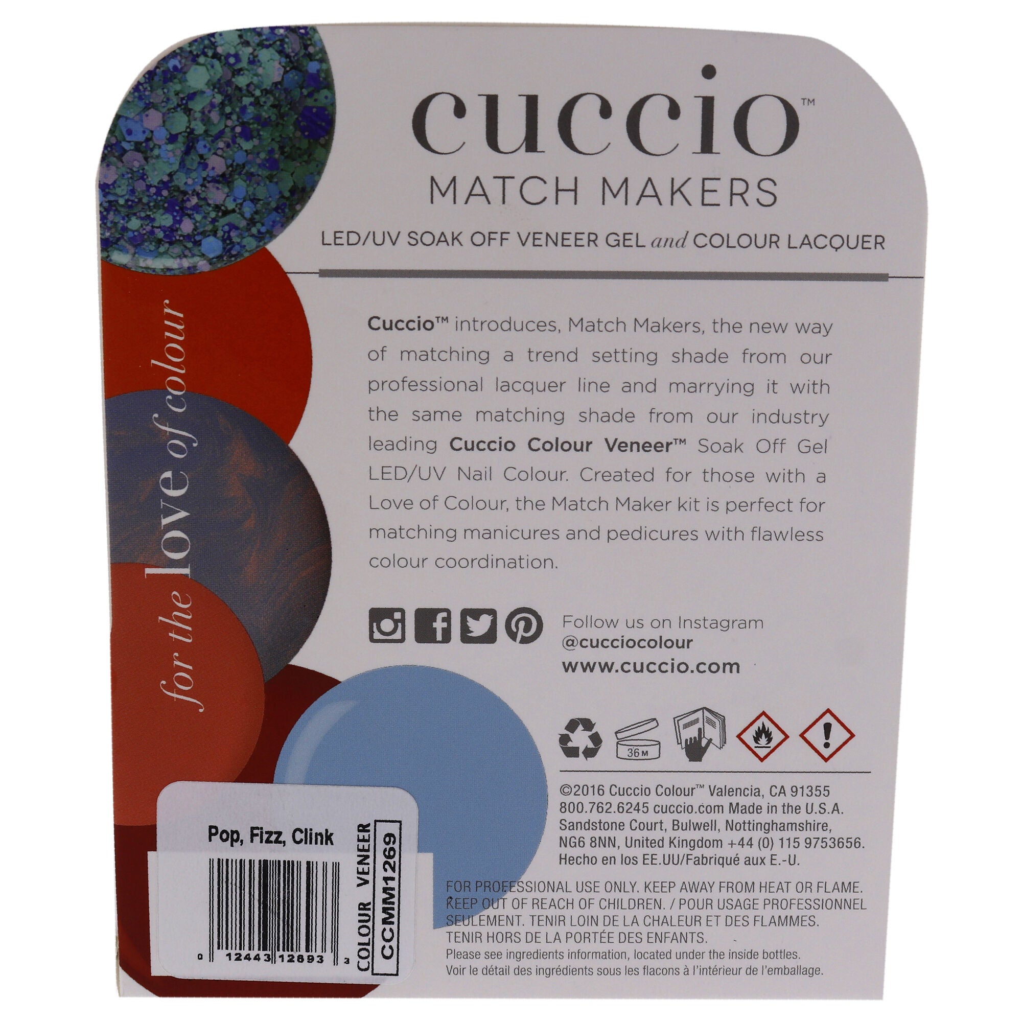 Match Makers Set - Pop Fizz Clink by Cuccio Colour for Women - 2 Pc 0.44oz Veneer Soak Of Gel Nail Polish, 0.43oz Colour Nail Polish, See Description, alternate image number 1