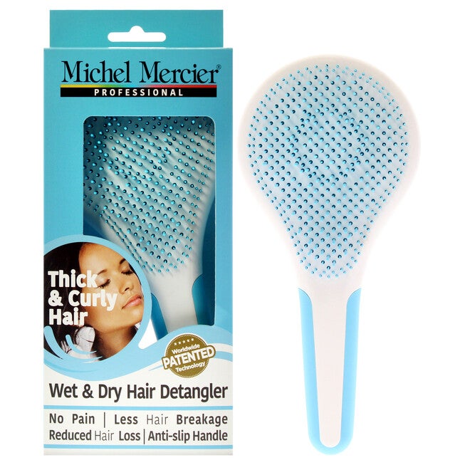 Wet and Dry Hair Detangler Thick and Curly Hair - Blue-White by Michel Mercier for Women - 1 Pc Hair Brush, See Description, hi-res image number 0