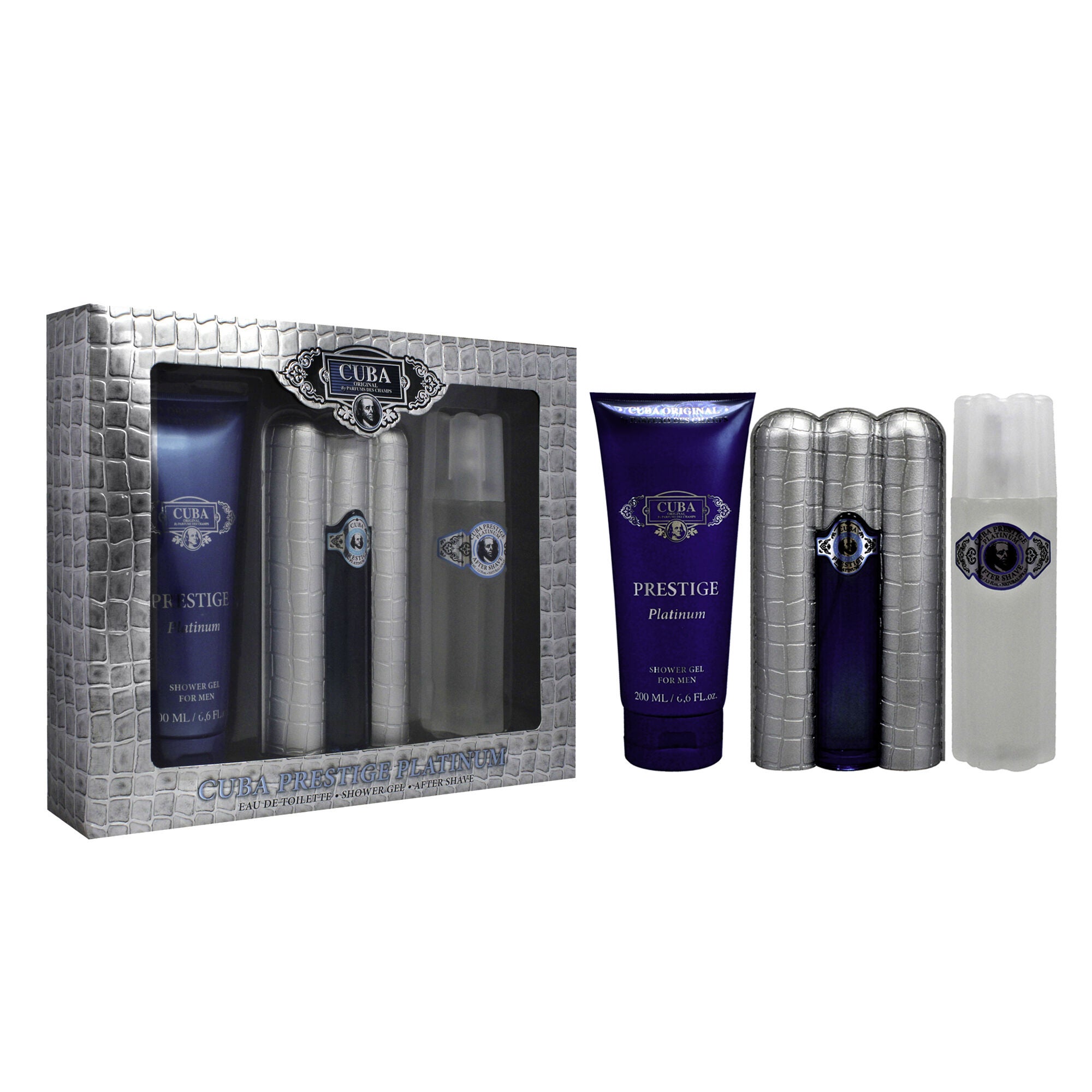 Cuba Prestige Platinum by Cuba for Men - 3 Pc Gift Set 3oz EDT Spray, 6.7oz Shower Gel, 3.3oz After Shave, See Description, alternate image number 2