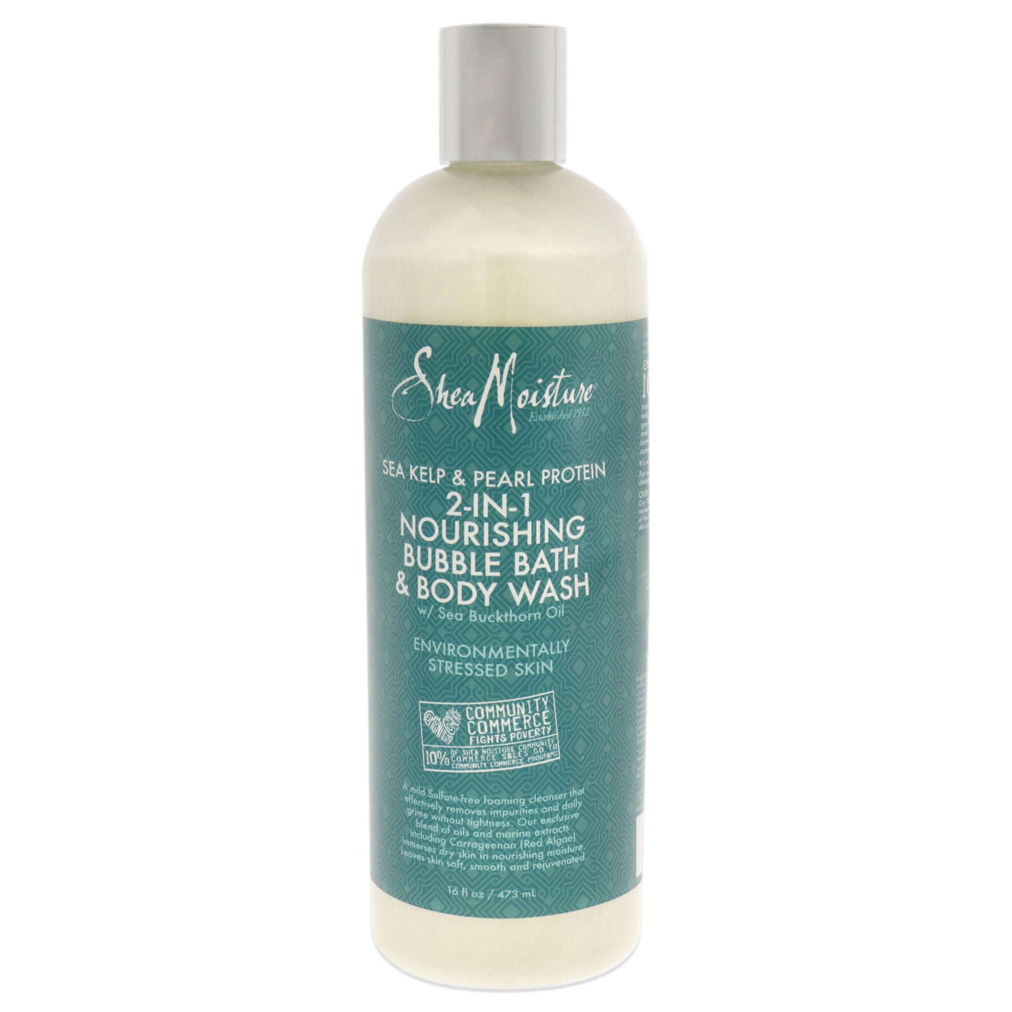 Sea Kelp and Pearl Protein 2-In-1 Nourishing Bubble Bath and Body Wash by Shea Moisture for Unisex - 16 oz Body Wash, See Description, hi-res image number 0