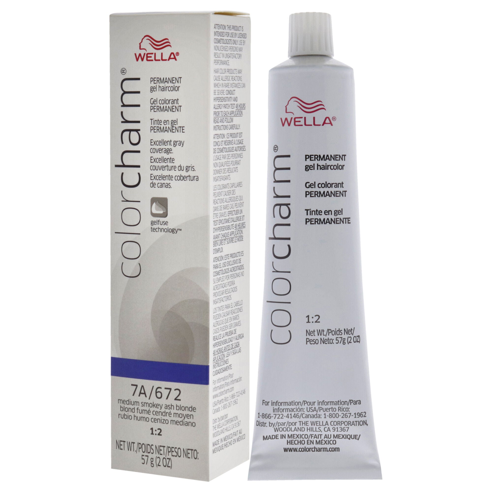 Color Charm Permanent Hair Color Gel - 7A 672 Medium Smokey Ash Blonde by Wella for Unisex - 2 oz Hair Color, Brown, alternate image number 3