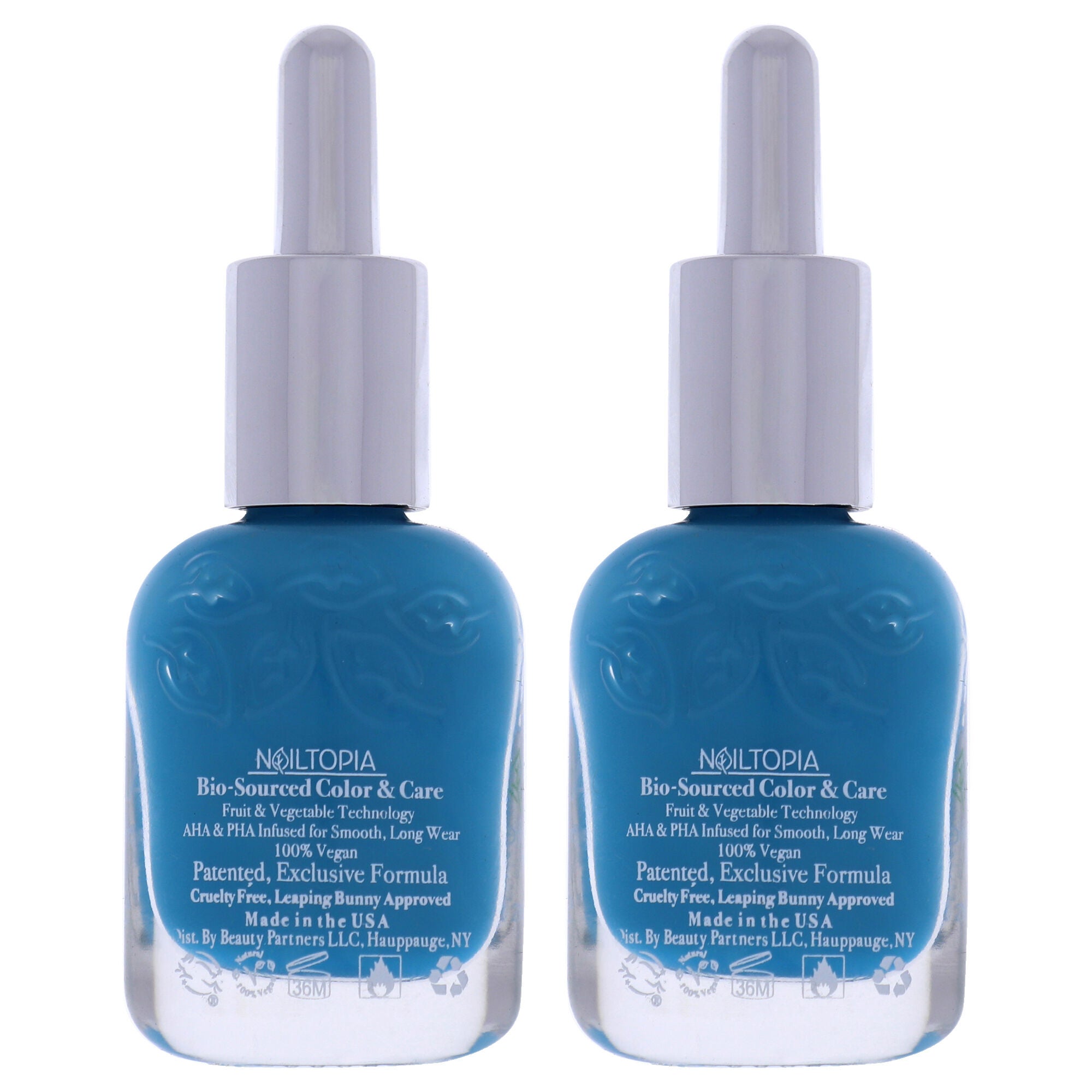 Bio-Sourced Chip Free Nail Lacquer - Hawaiian Blues by Nailtopia for Women - 0.41 oz Nail Polish - Pack of 2, See Description, alternate image number 1