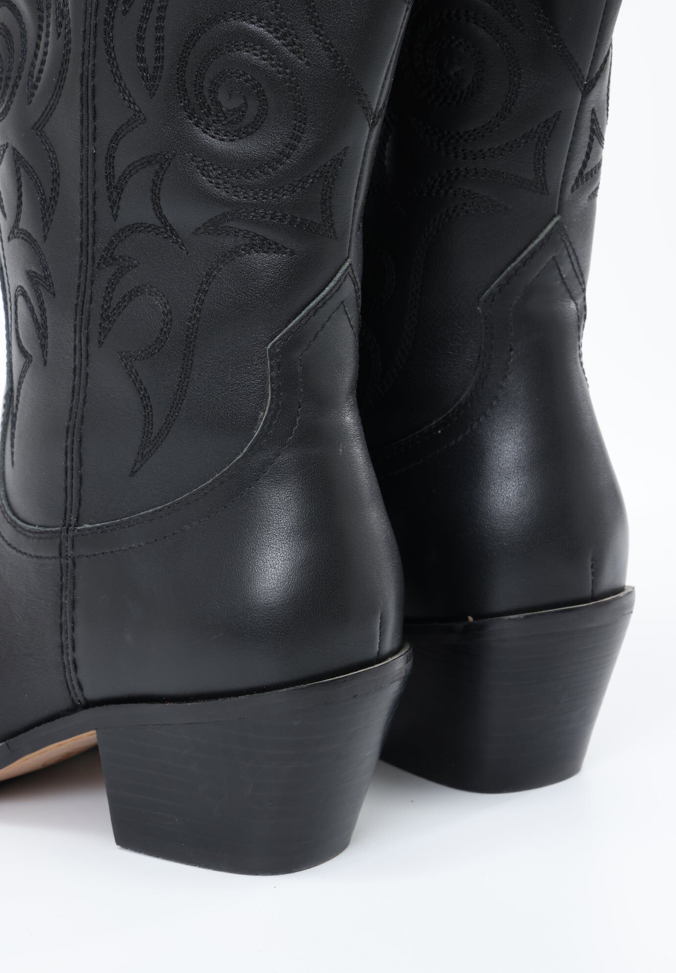 Dolly Western Embroidered Leather Mid Calf Boots, Black / Black, alternate image number 2