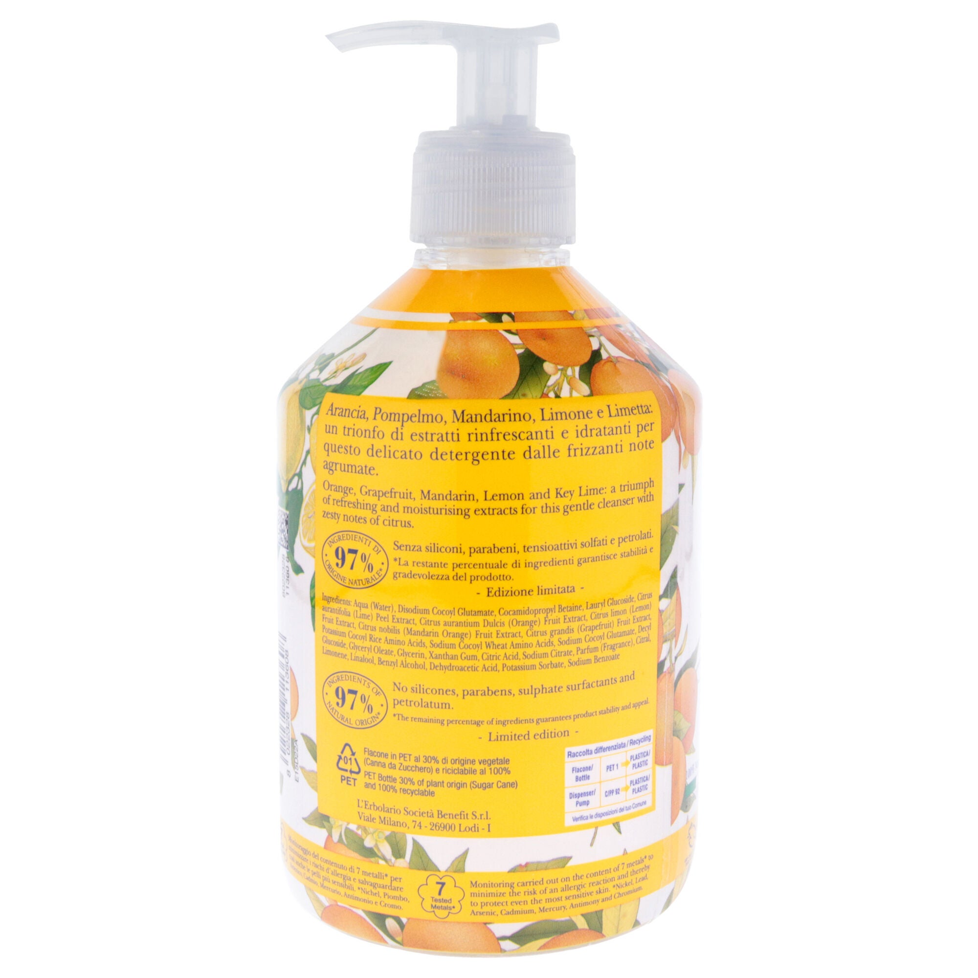Citrus Fresh Foam Hand and Body Cleanser by LErbolario for Unisex - 16.5 oz Cleanser, See Description, alternate image number 2