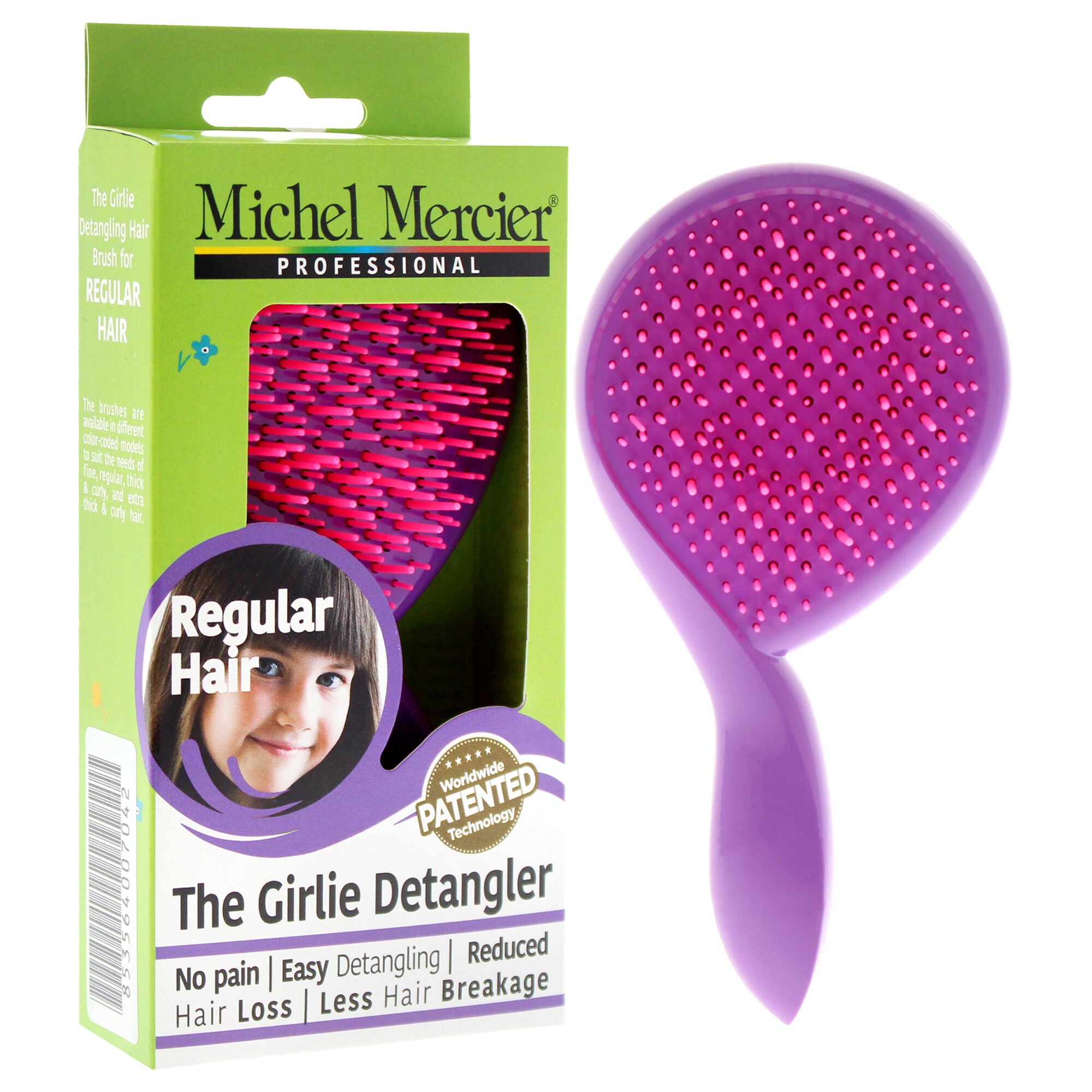 The Girlie Detangler Brush Regular Hair - Pink-Purple by Michel Mercier for Women - 1 Pc Hair Brush, See Description, alternate image number 1