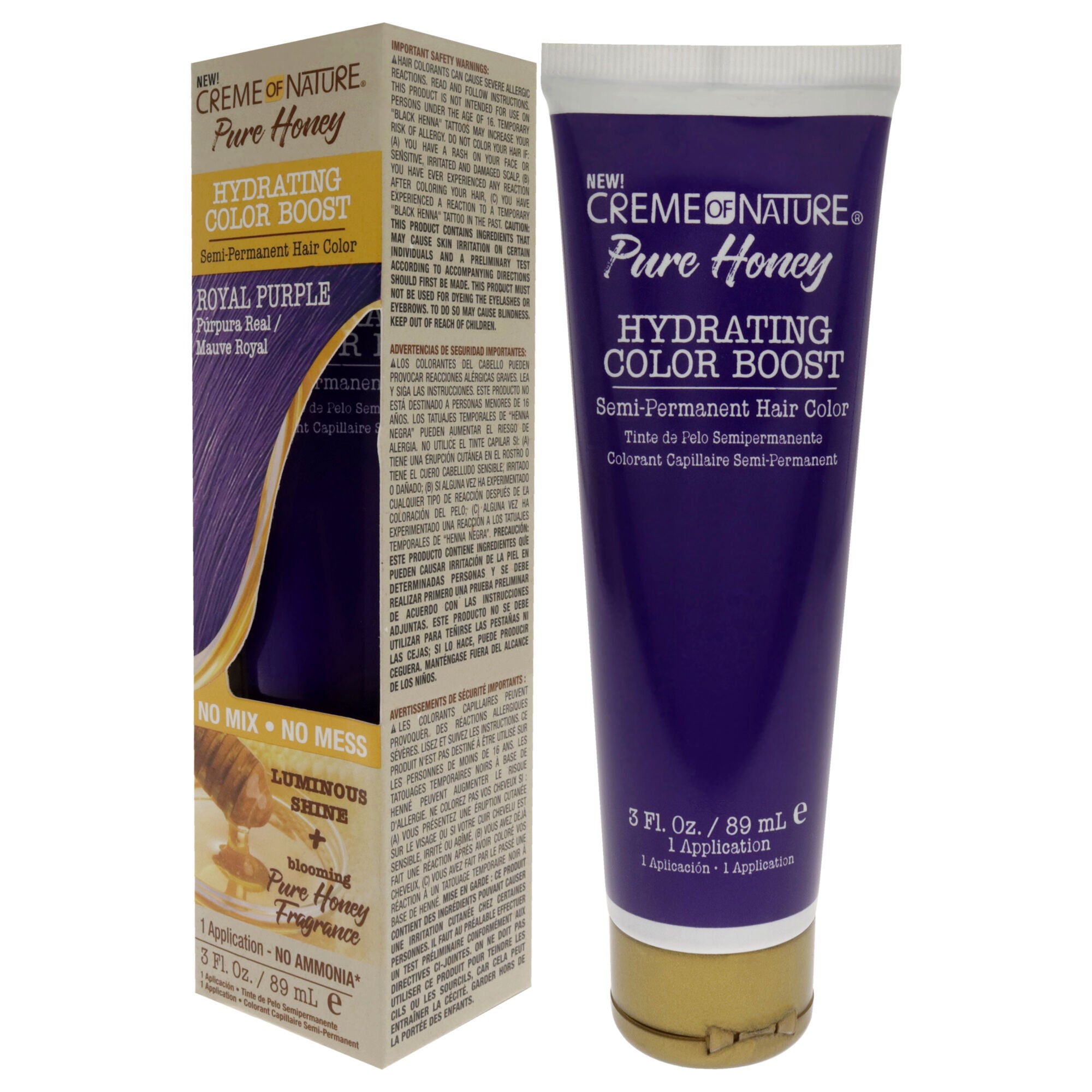 Pure Honey Hydrating Color Boost Semi-Permanent Hair Color - Royal Purple by Creme of Nature for Unisex - 3 oz Hair Color, See Description, alternate image number 3