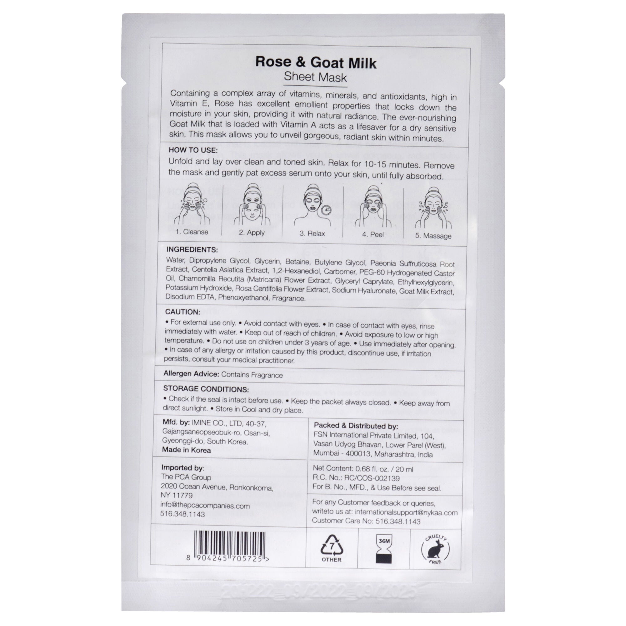 Skin Secrets Sheet Mask - Rose and Goat Milk by Nykaa Naturals for Women - 1 Pc Mask, See Description, alternate image number 1