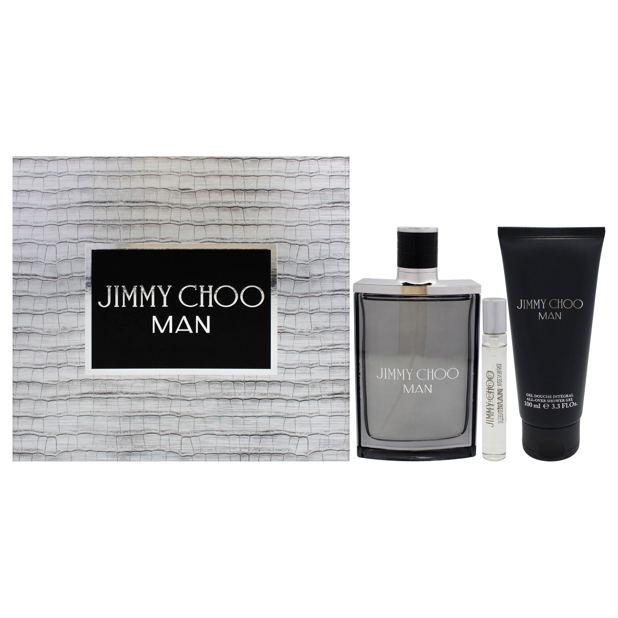 Jimmy Choo Man by Jimmy Choo for Men - 3 Pc Gift Set 3.3oz EDT Spray, 0.25oz EDT Spray, 3.3oz Shower Gel, See Description, hi-res image number 0