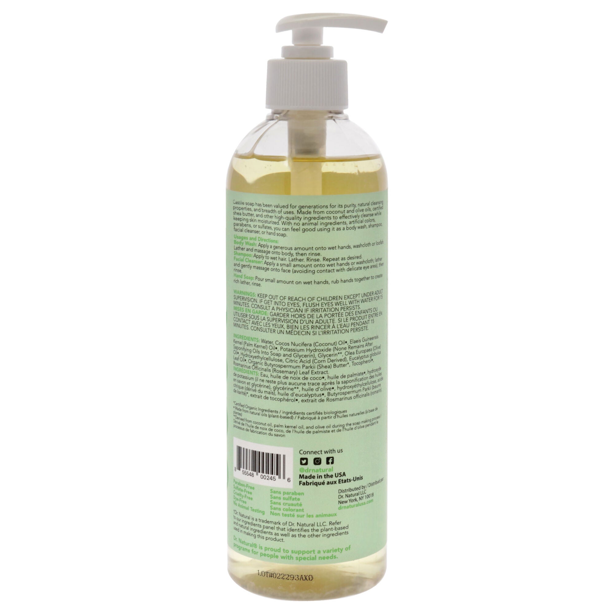 Castile Liquid Soap - Eucalyptus by Dr. Natural for Unisex - 16 oz Soap, See Description, alternate image number 1