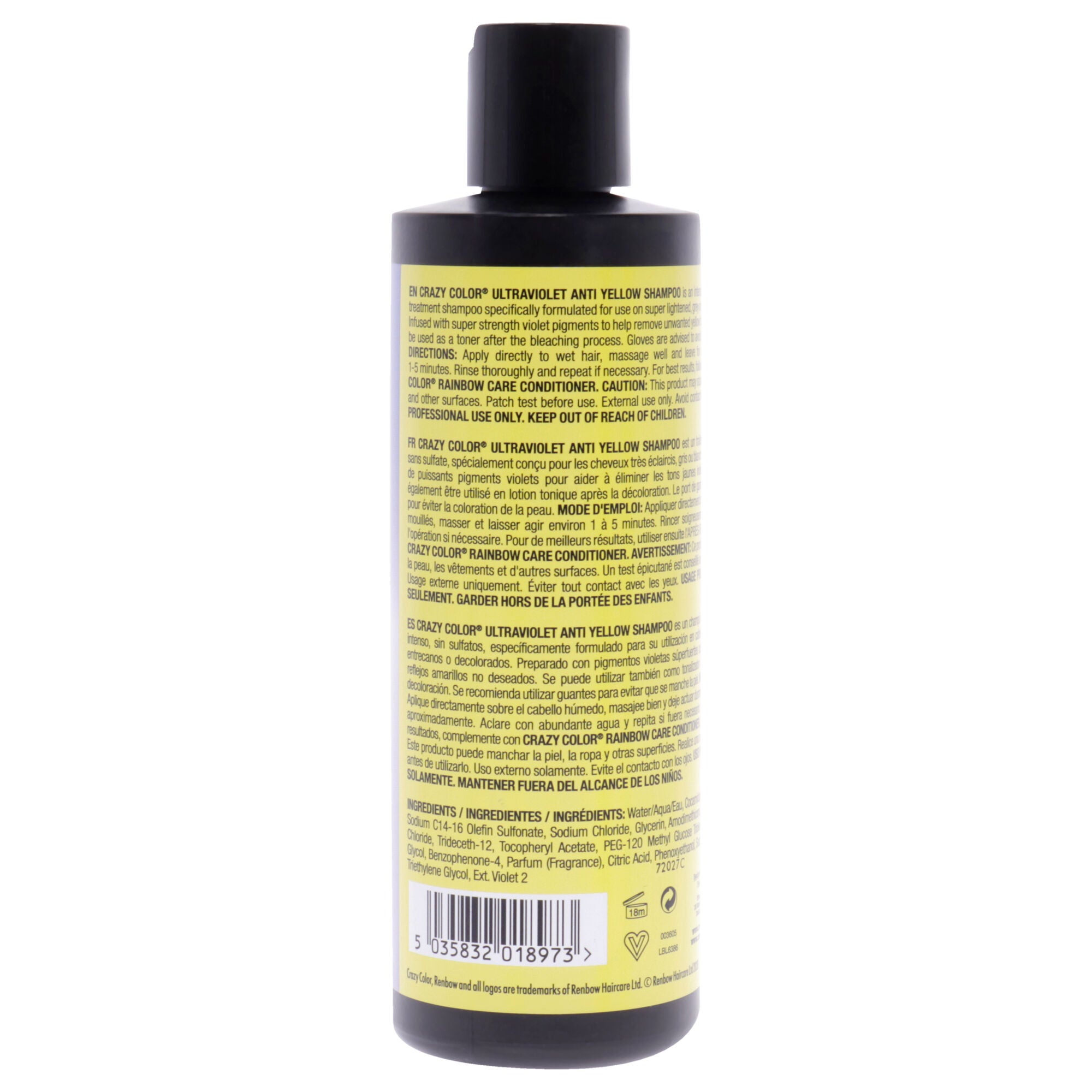 Ultraviolet Anti Yellow Shampoo by Crazy Color for Women - 8.45 oz Shampoo, See Description, alternate image number 2