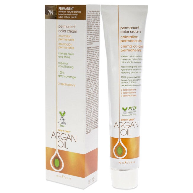 Argan Oil Permanent Color Cream - 7N Medium Natural Blonde by One n Only for Unisex - 3 oz Hair Color, See Description, alternate image number 3