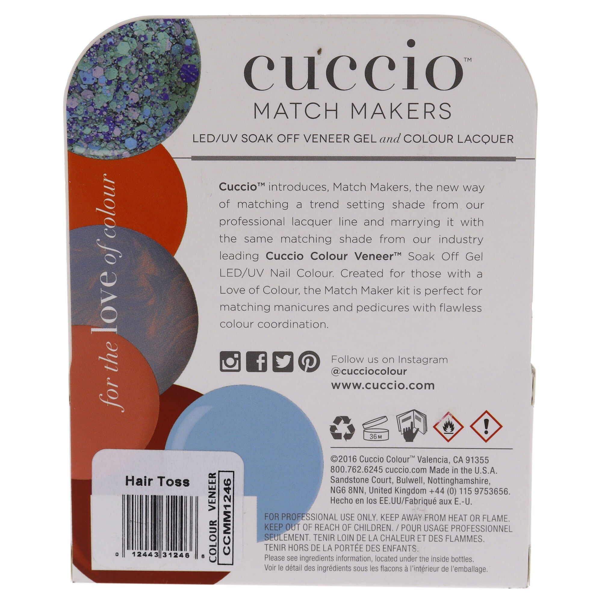 Match Makers Set - Hair Toss by Cuccio Colour for Women - 2 Pc 0.44oz Veneer Soak Of Gel Nail Polish, 0.43oz Colour Nail Polish, See Description, alternate image number 2