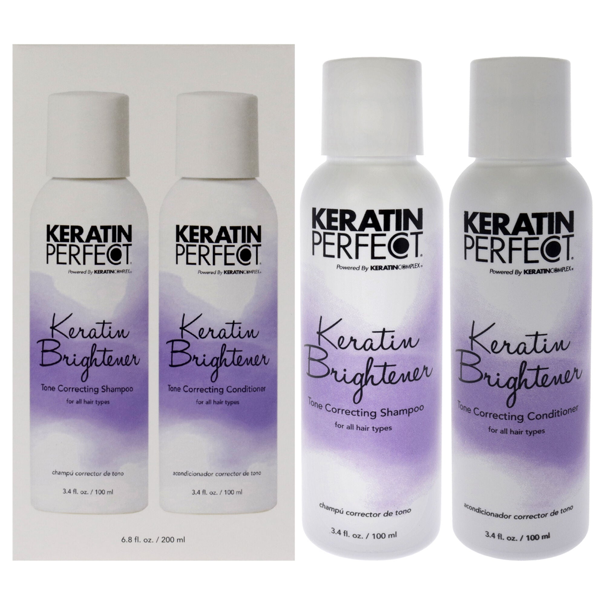 Keratin Brightener Duo by Keratin Perfect for Unisex -2 Pc 3.4oz Shampoo, 3.4oz Conditioner, See Description, hi-res image number 0