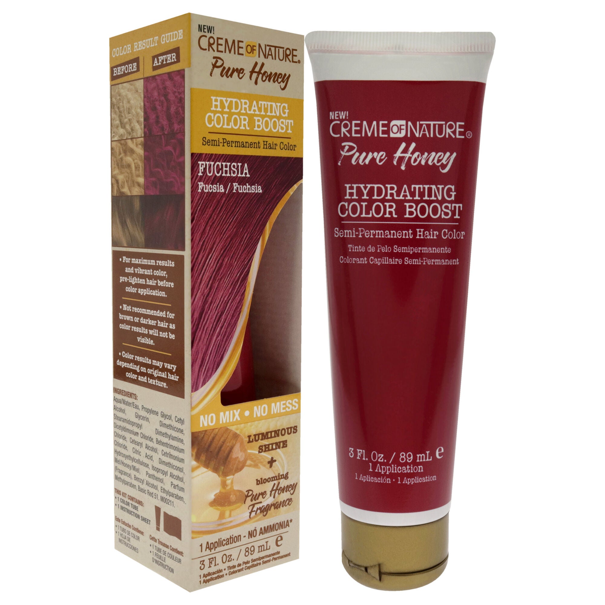 Pure Honey Hydrating Color Boost Semi-Permanent Hair Color - Fuchsia by Creme of Nature for Unisex - 3 oz Hair Color, , alternate image number 6