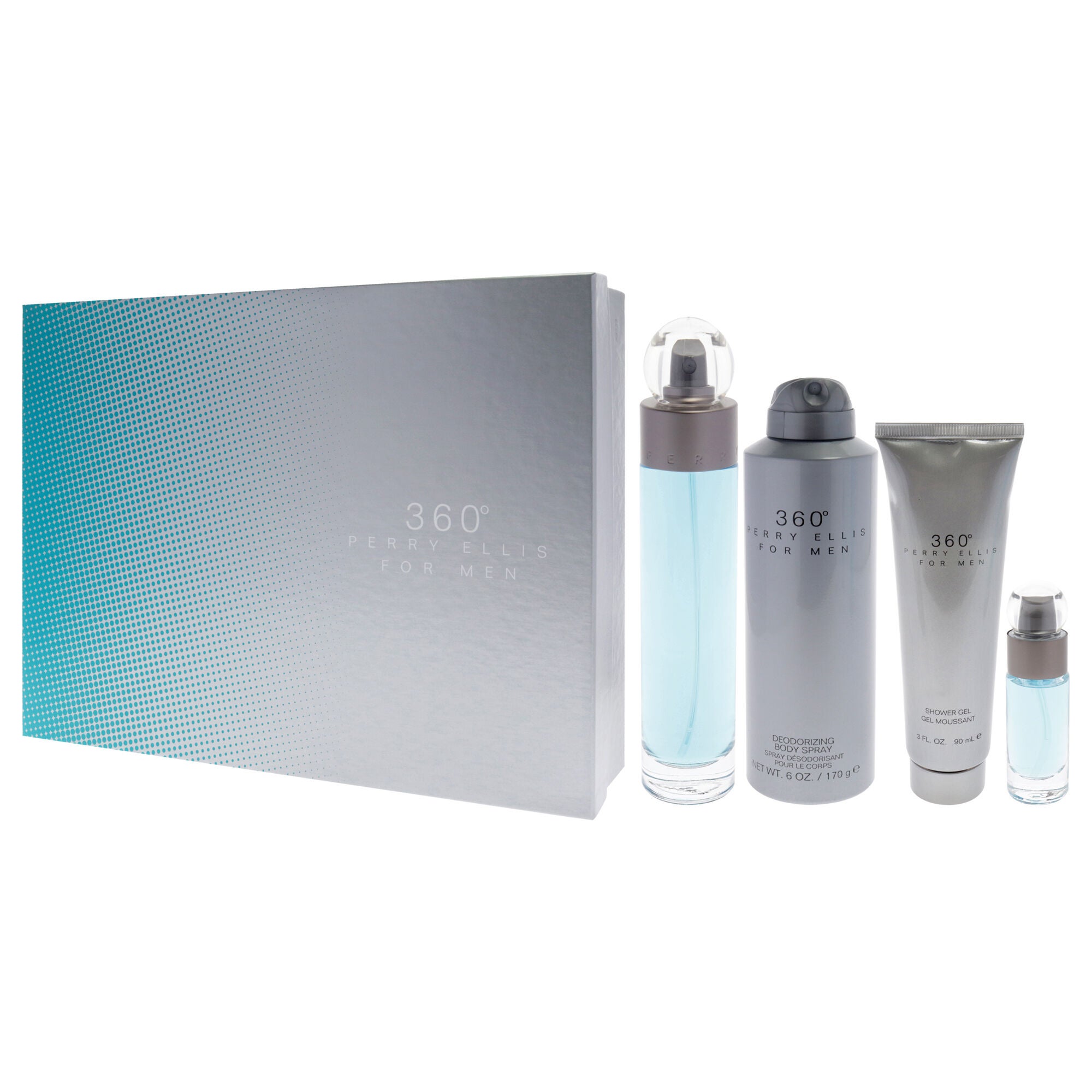 360 by Perry Ellis for Men - 4 Pc Gift Set 3.4oz EDT Spray, 6oz Deodorizing Body Spray, 3.0oz Shower Gel, 0.25oz EDT Spray, See Description, alternate image number 3