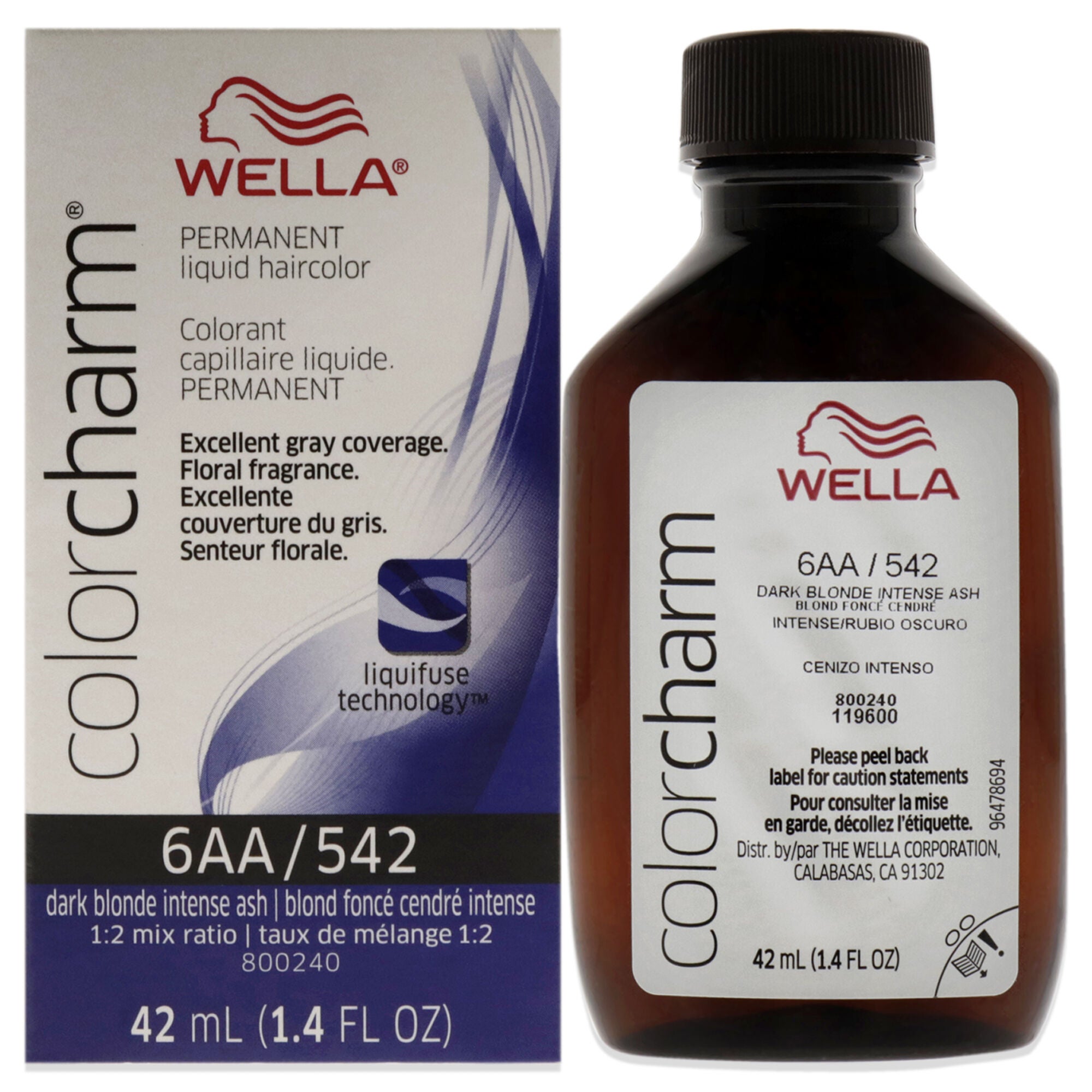 Color Charm Permanent Liquid Hair Color - 542 6AA Ash Blonde by Wella for Unisex - 1.42 oz Hair Color, See Description, hi-res image number 0