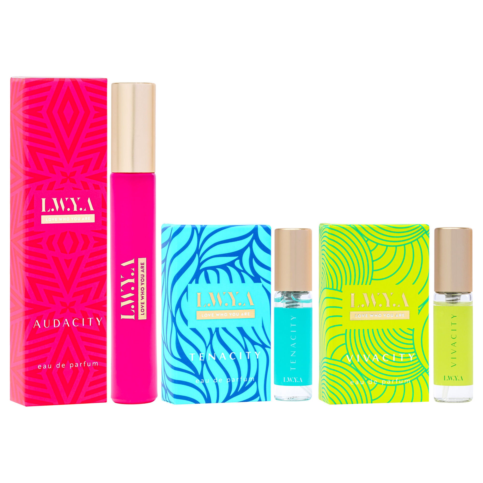 Audacity Discovery Set by LWYA for Women - 3 Pc Mini Gift Set 0.27oz Audacity EDP Spray, 0.1oz Tenacity EDP Spray, 0.1oz Vivacity EDP Spray, See Description, alternate image number 2