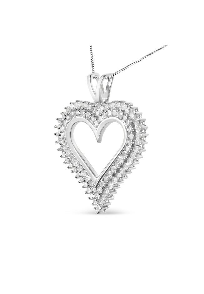 Sterling Silver 1/2 Cttw Diamond Heart Pendant Necklace, , on-hover image number 1