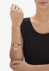 Silvertone Round Black Crystal Antiqued Elephant Charm Bracelet, , alternate image number null