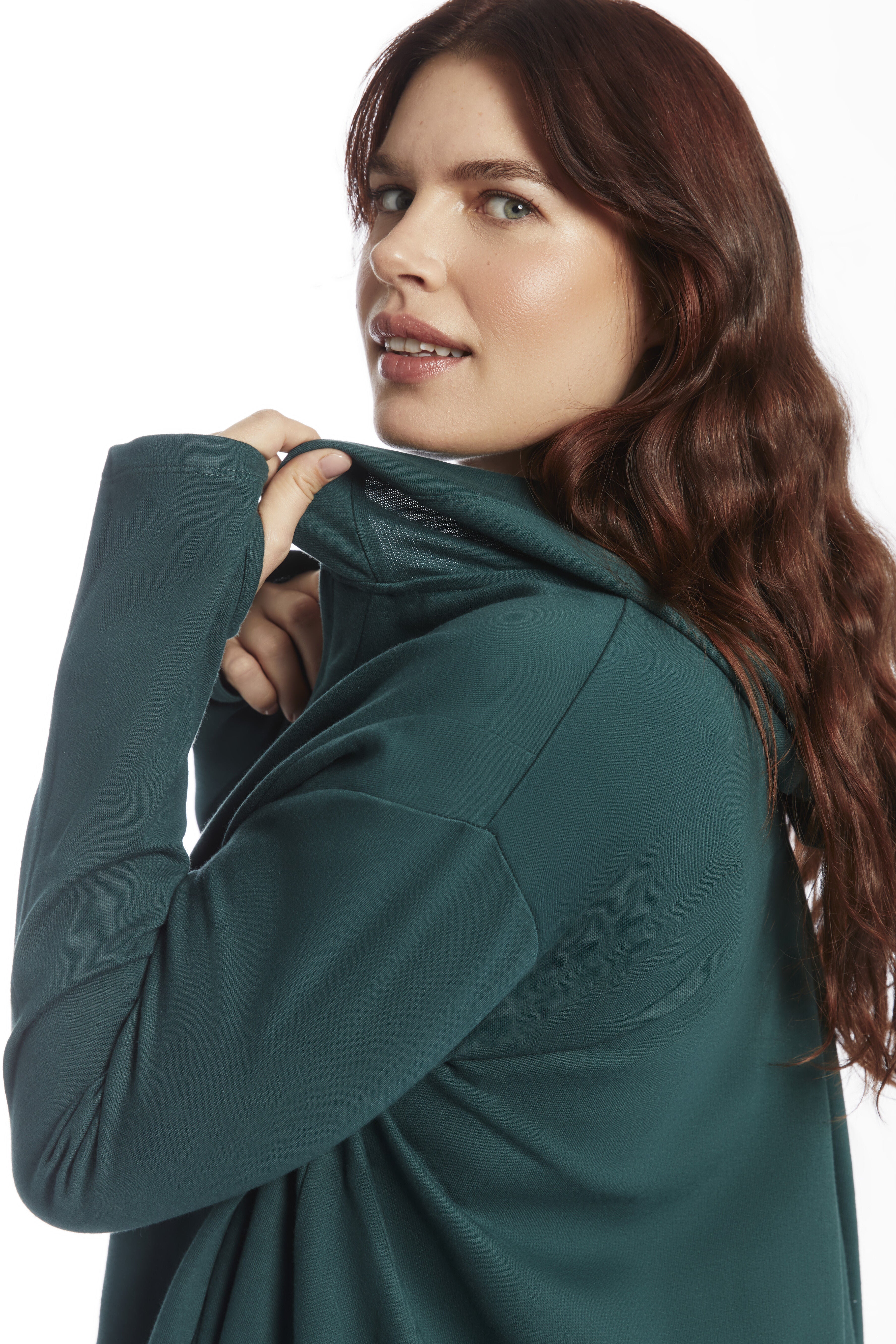 Zip-Up French Terry Hoodie, SEA MOSS, alternate image number 2