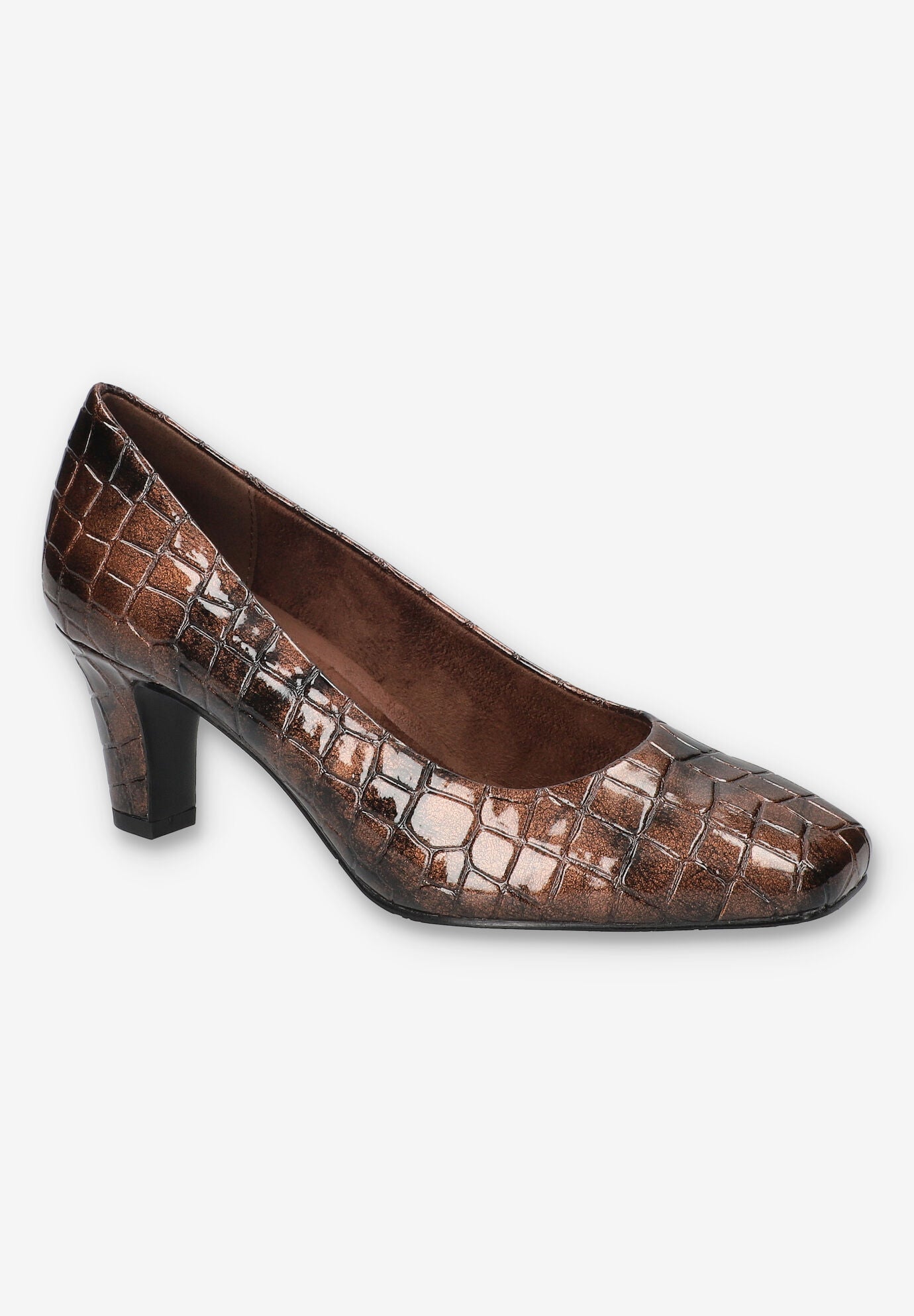 Poet Square Toe Pump, BRONZE PATENT CROCO, hi-res image number 0