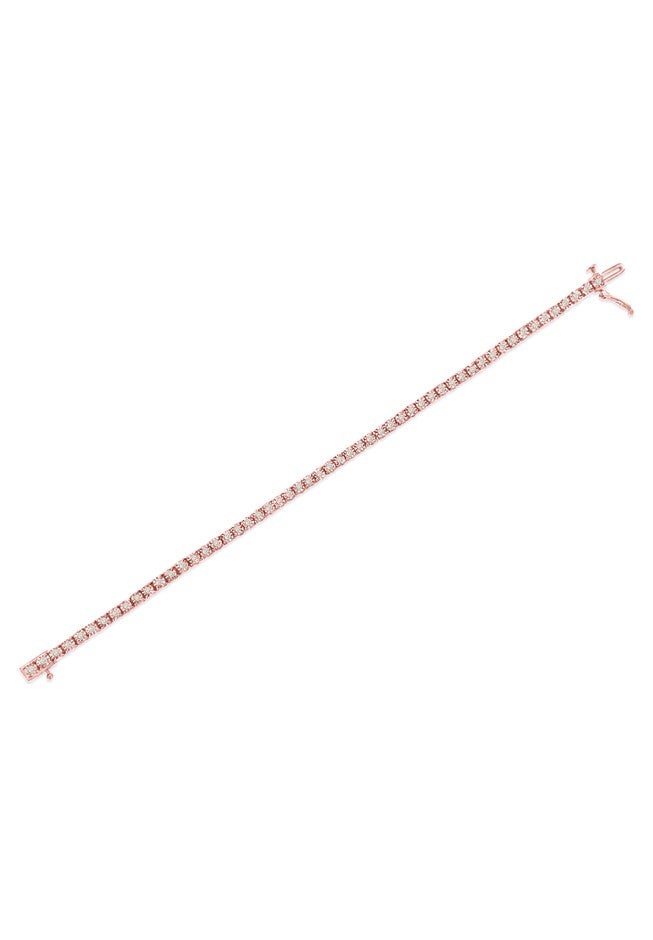 Rose Gold Plated Sterling Silver Miracleset Diamond Round Faceted Bezel Tennis Bracelet 7 inches, , alternate image number null