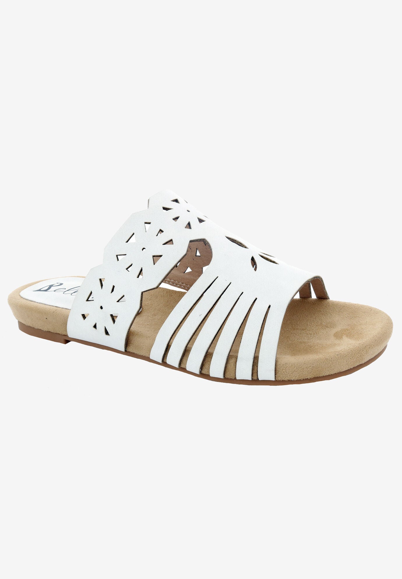 Nikole Slide Sandal, WHITE FAUX NUBUCK, hi-res image number 0