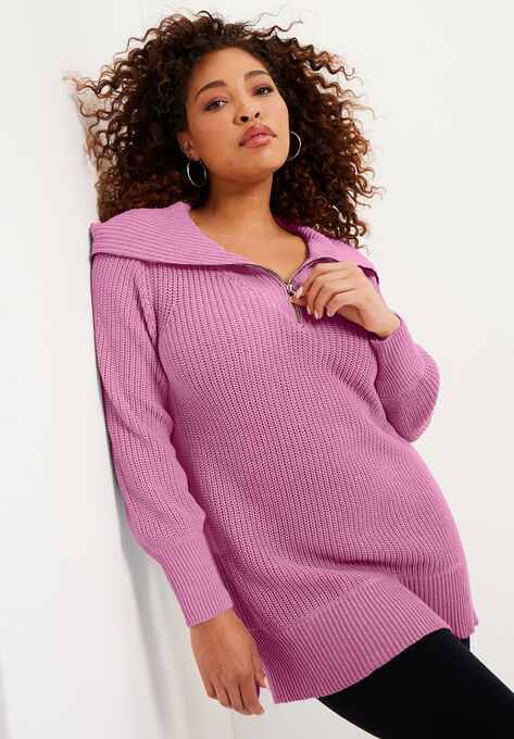 Half-Zip Sweater, MAUVE ORCHID, hi-res image number null
