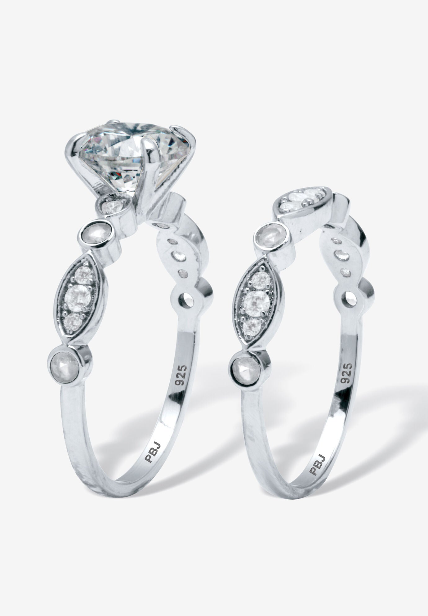 2.52 Tcw Round Cubic Zirconia Bridal Ring Set, , alternate image number 3