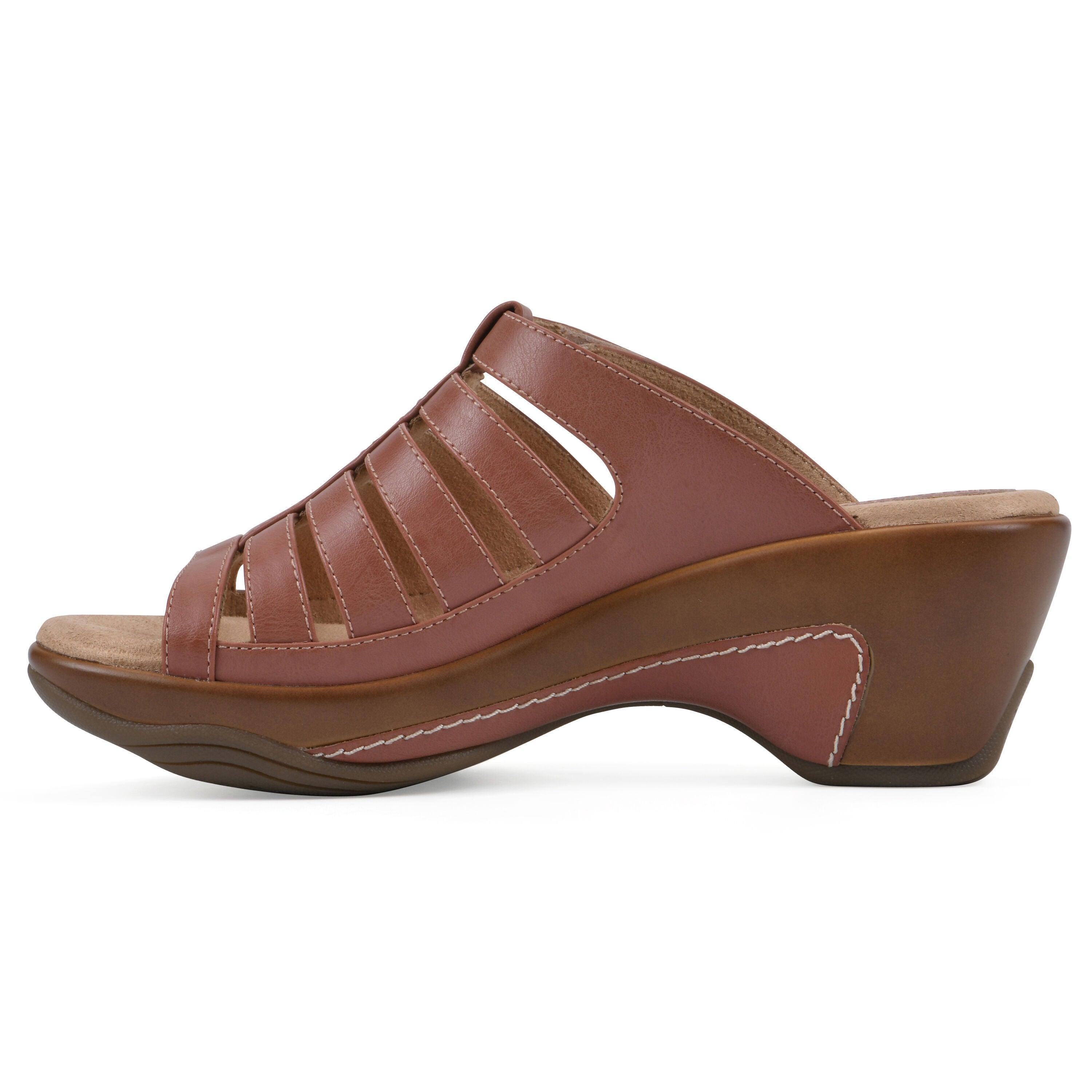 Valencia Slip-On Clog Sandal, ROSEWOOD SMOOTH, alternate image number 3