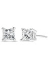 Princesscut Square Diamond 4Prong Solitaire Stud Earrings In White Gold (G-H Color), WHITE, hi-res image number null